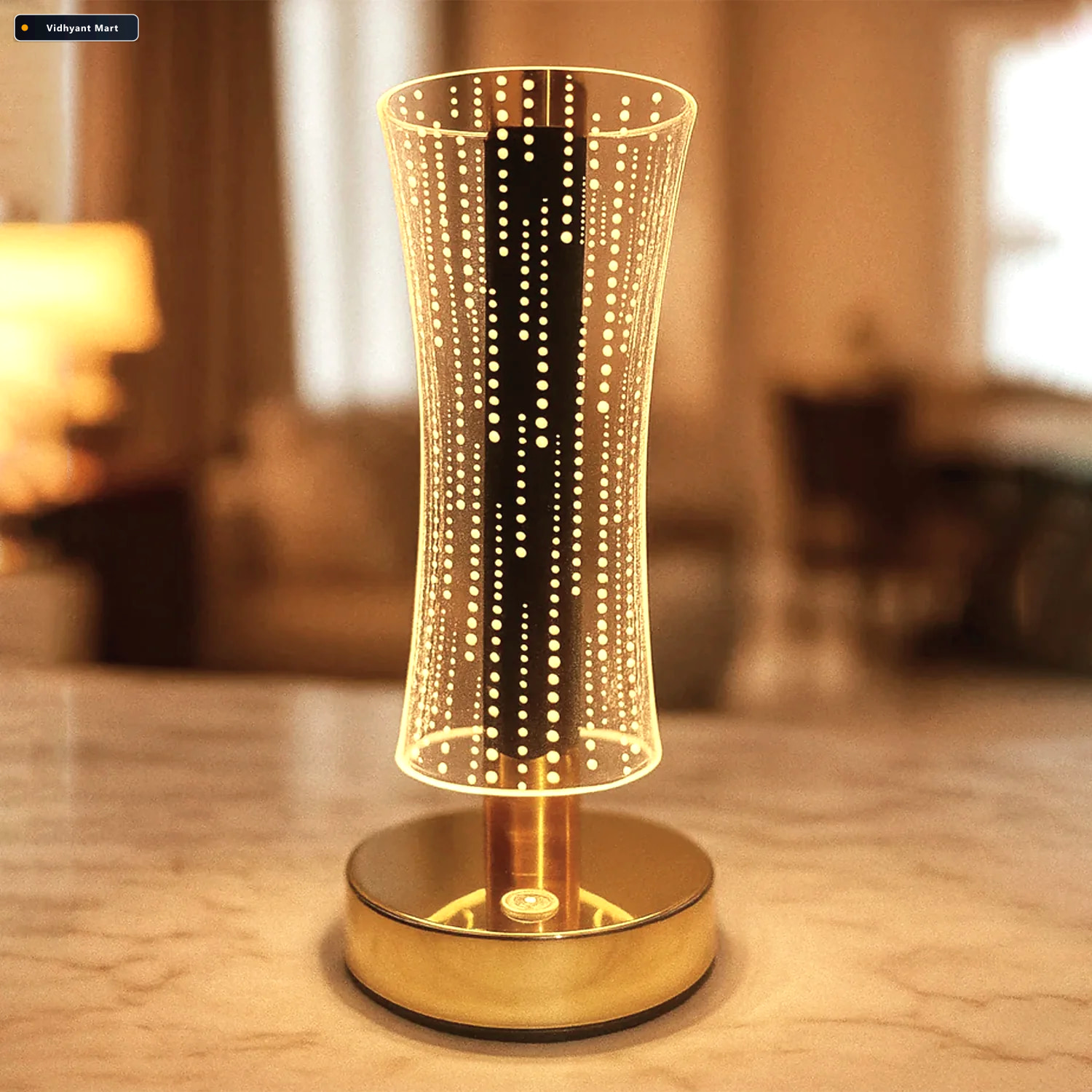 Vidhyant Mart Crystal Table Lamp Elegant Usb Rechargeable Led Gl 2