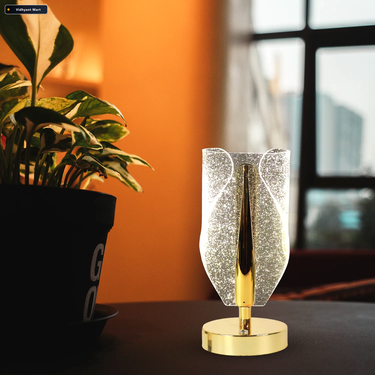 Vidhyant Mart Crystal Table Lamp Luxury Led With Usb Charging 2