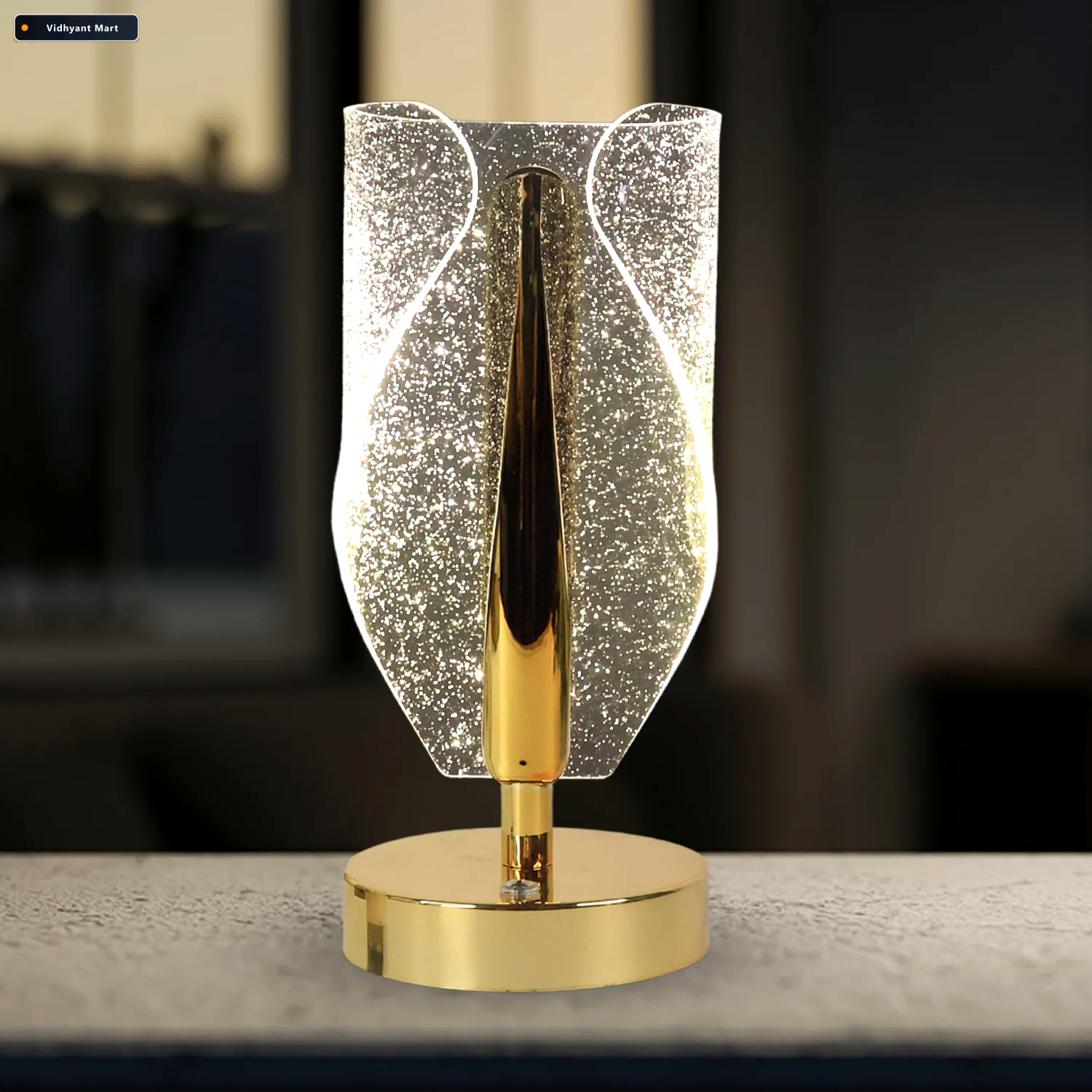 Vidhyant Mart Crystal Table Lamp Luxury Led With Usb Charging 3