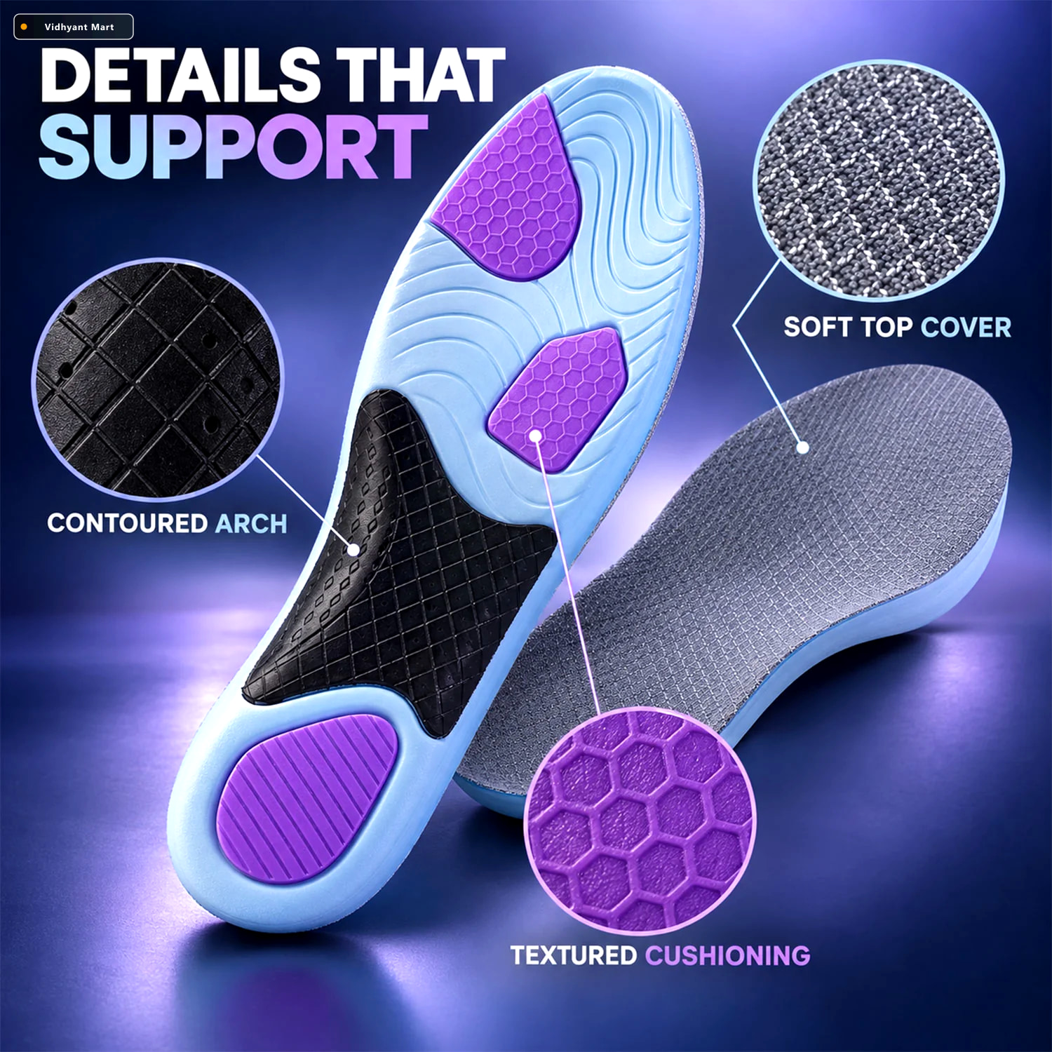 Vidhyant Mart Cushioned Arch Support Shoe Insoles Size 3940 2