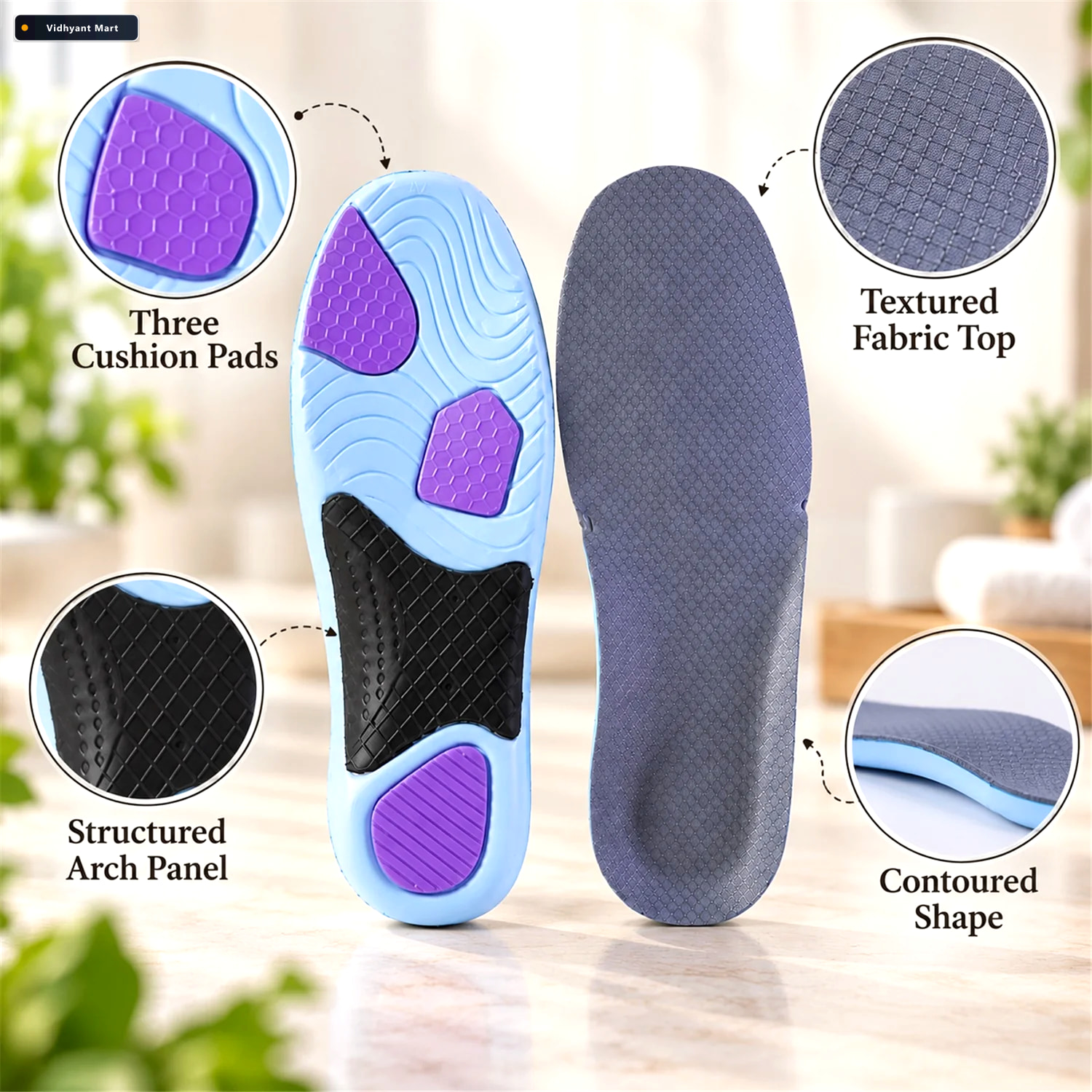 Vidhyant Mart Cushioned Arch Support Shoe Insoles Size 4344 3