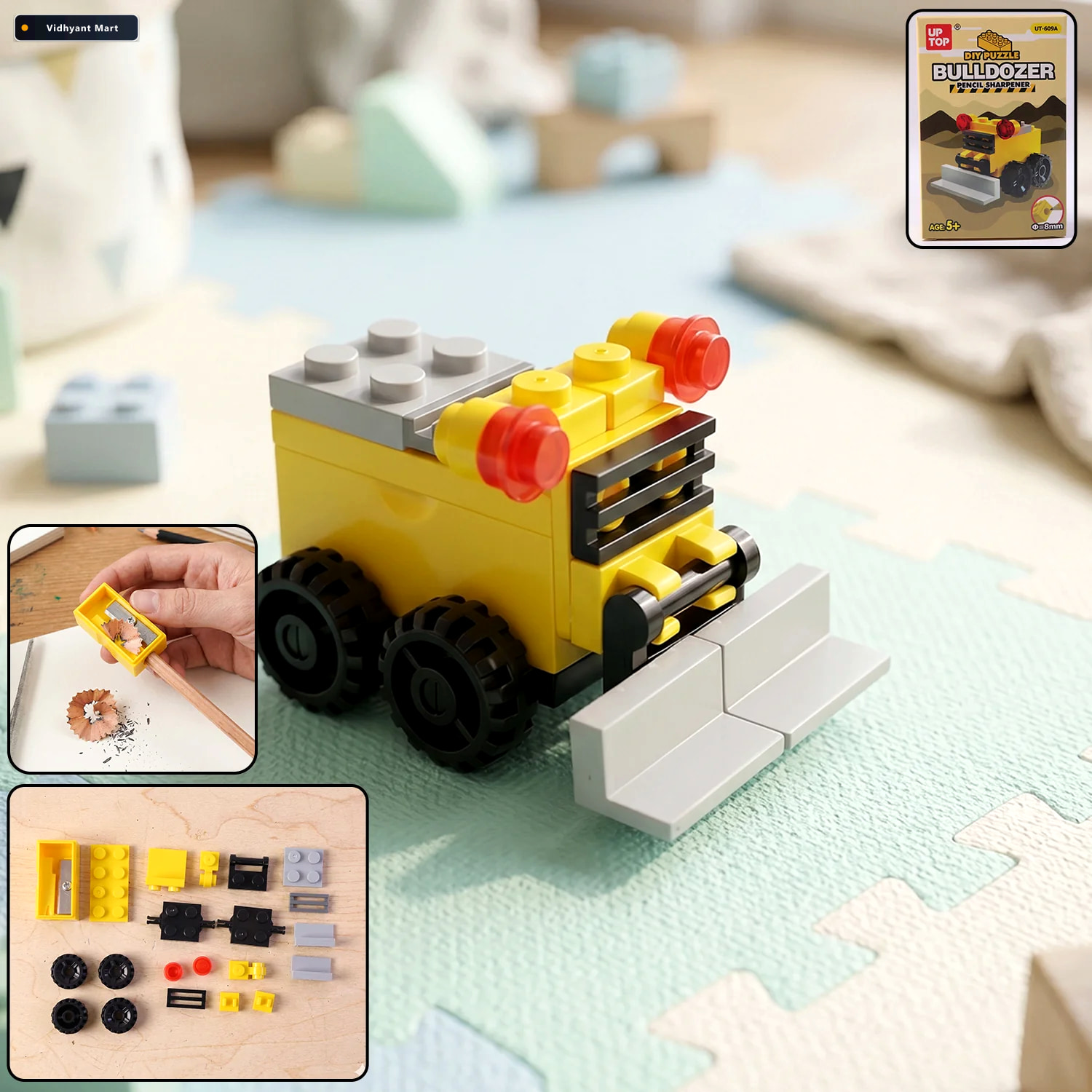 Vidhyant Mart Cute Bulldozer Pencil Sharpener Toy Fun Durable De 1