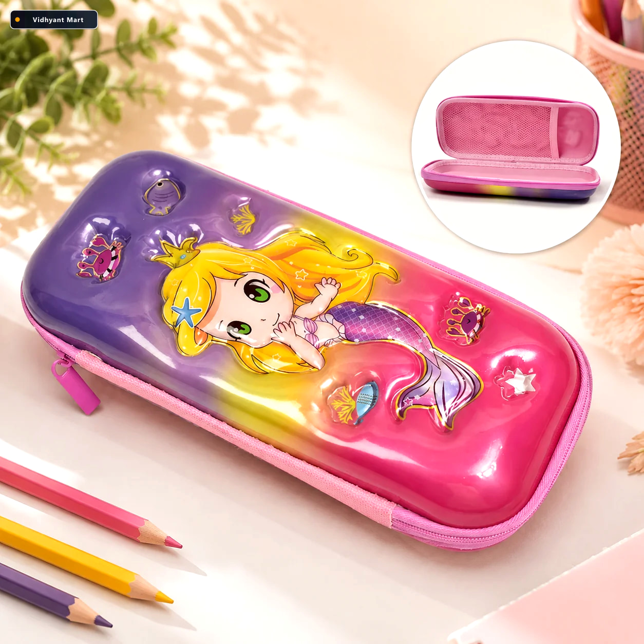 Vidhyant Mart Cute Cartoon Pencil Case Durable Hard Shell With Z 1