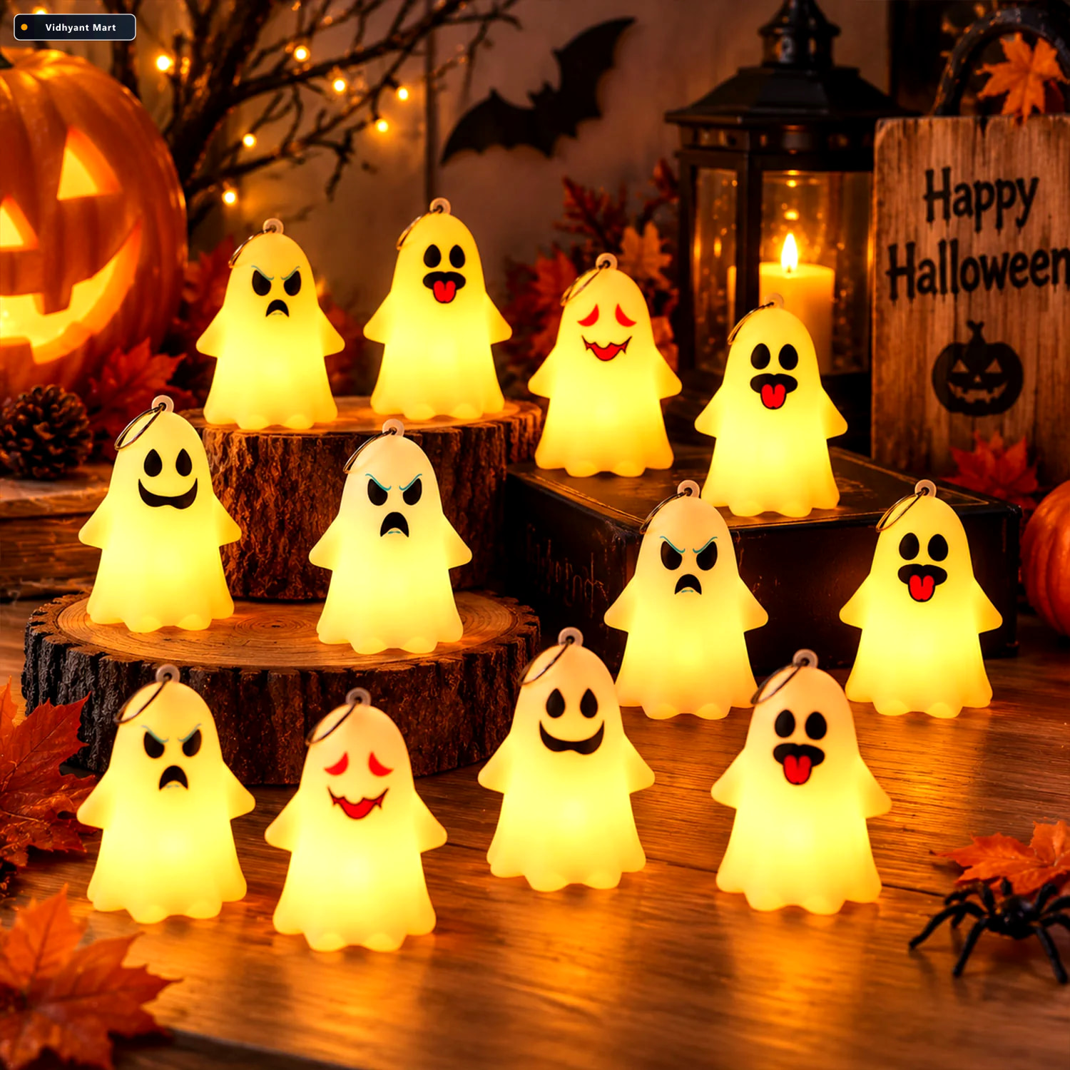 Vidhyant Mart Cute Ghost Led Night Lamps For Halloween Table And 2
