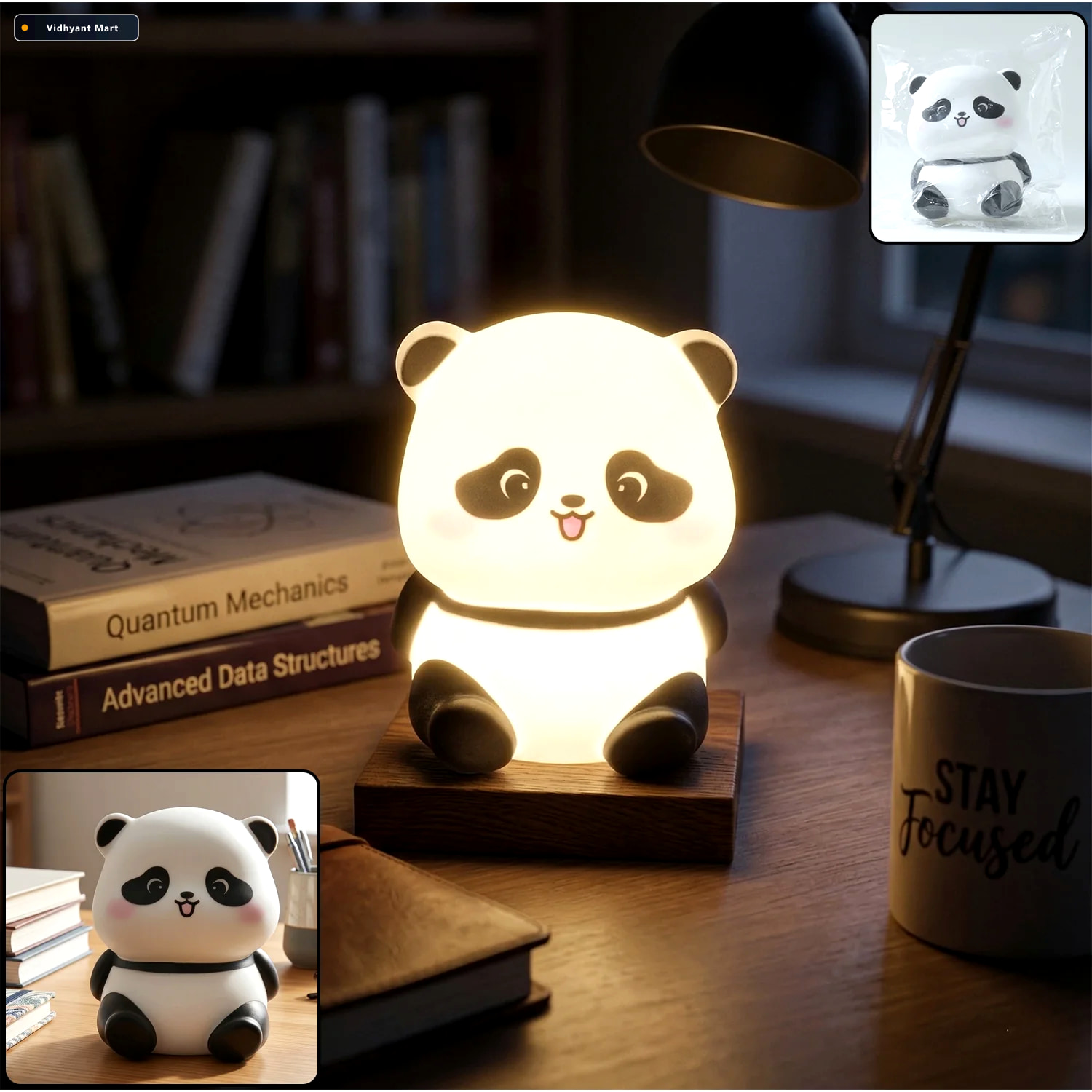 Vidhyant Mart Cute Mini Panda Night Light Soft Led Bedside Lamp 1