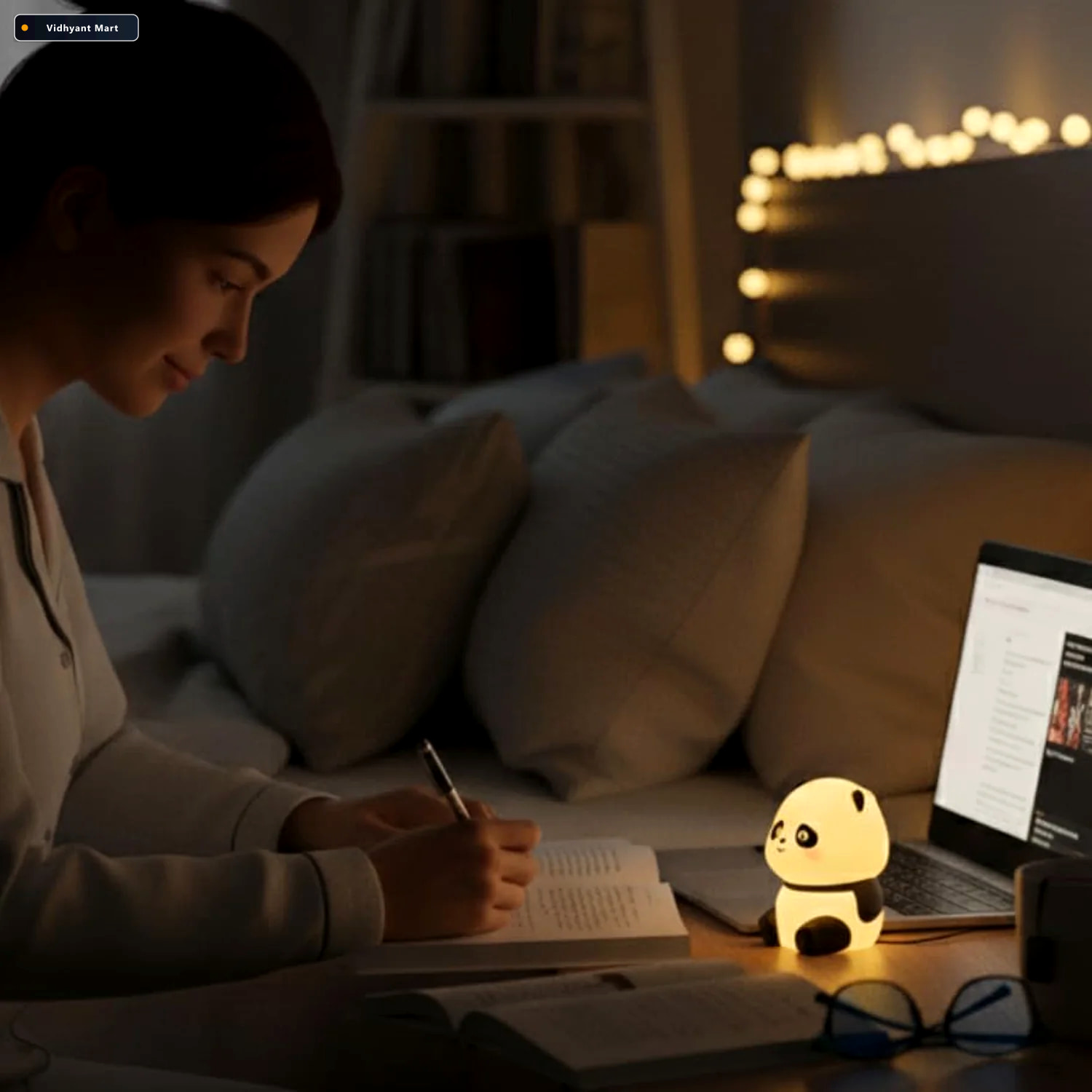 Vidhyant Mart Cute Mini Panda Night Light Soft Led Bedside Lamp 3