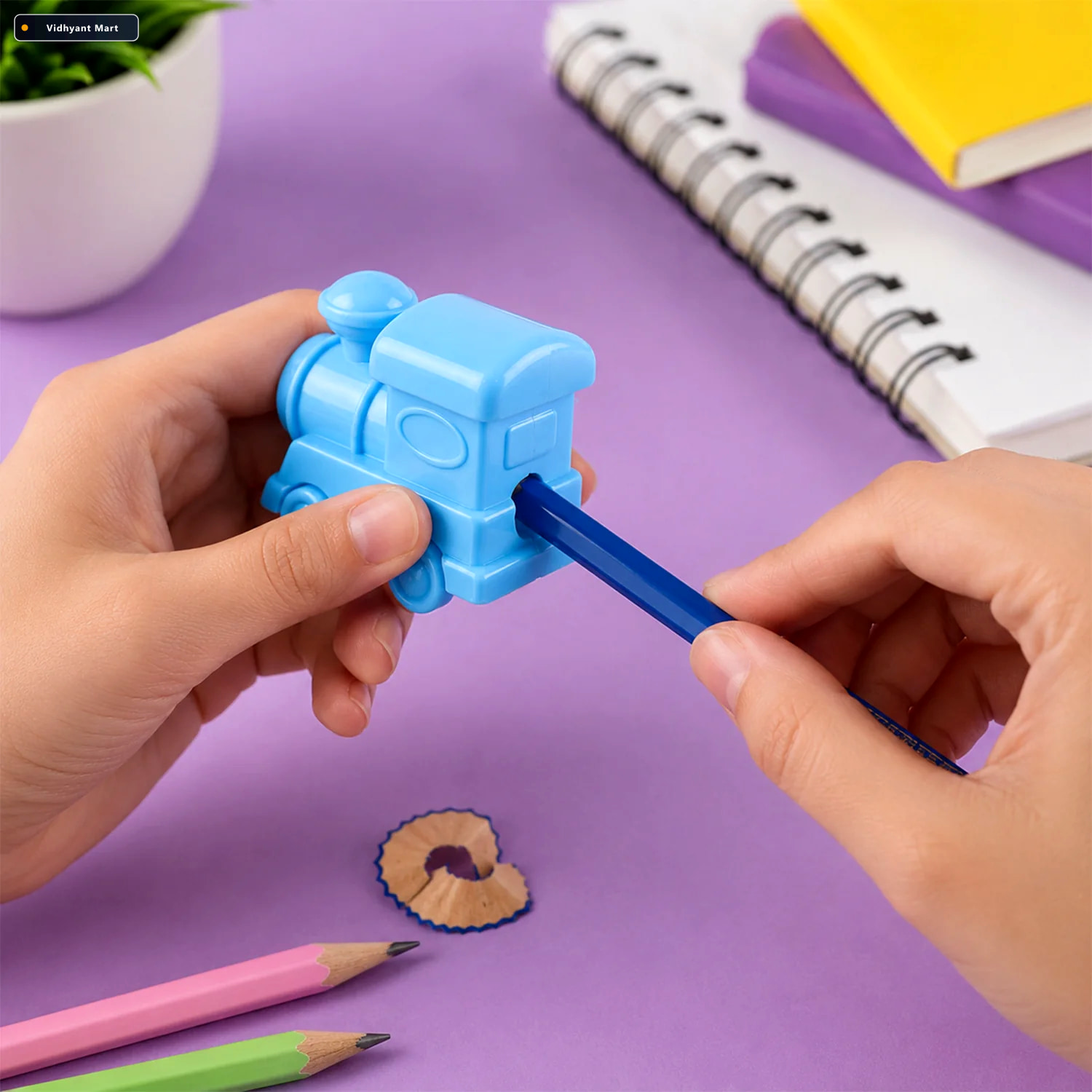 Vidhyant Mart Cute Train Shape Double Hole Pencil Sharpener For 3