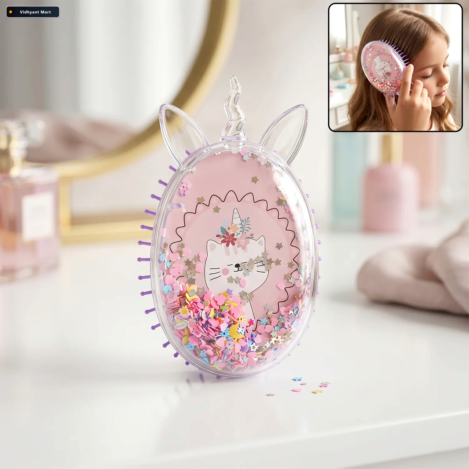 Vidhyant Mart Cute Unicorn Hair Comb Fun Detangling Stylish For 1
