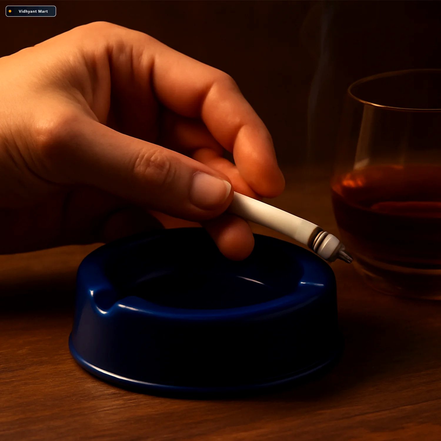 Vidhyant Mart Dark Blue Plastic Ashtray Durable Smokeless 3 Slot 2