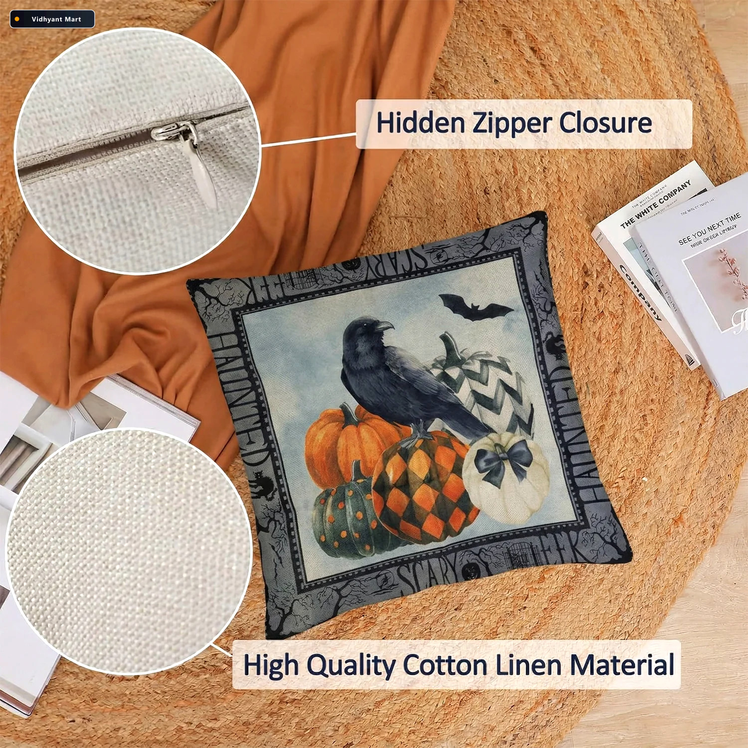 Vidhyant Mart Decorative Cushion Cover Stylish Zipper Closure Fo 2