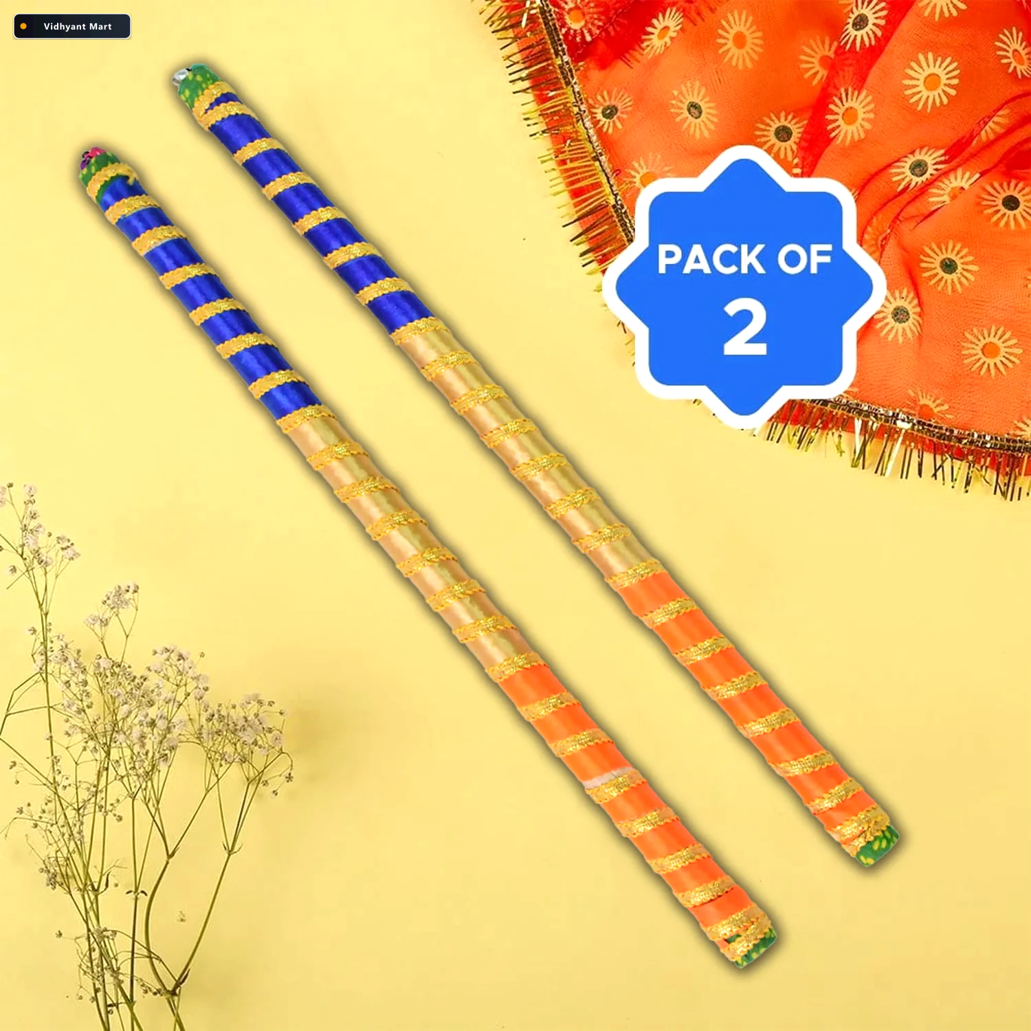 Vidhyant Mart Decorative Dandiya Sticks Colorful Pair For Navrat 2