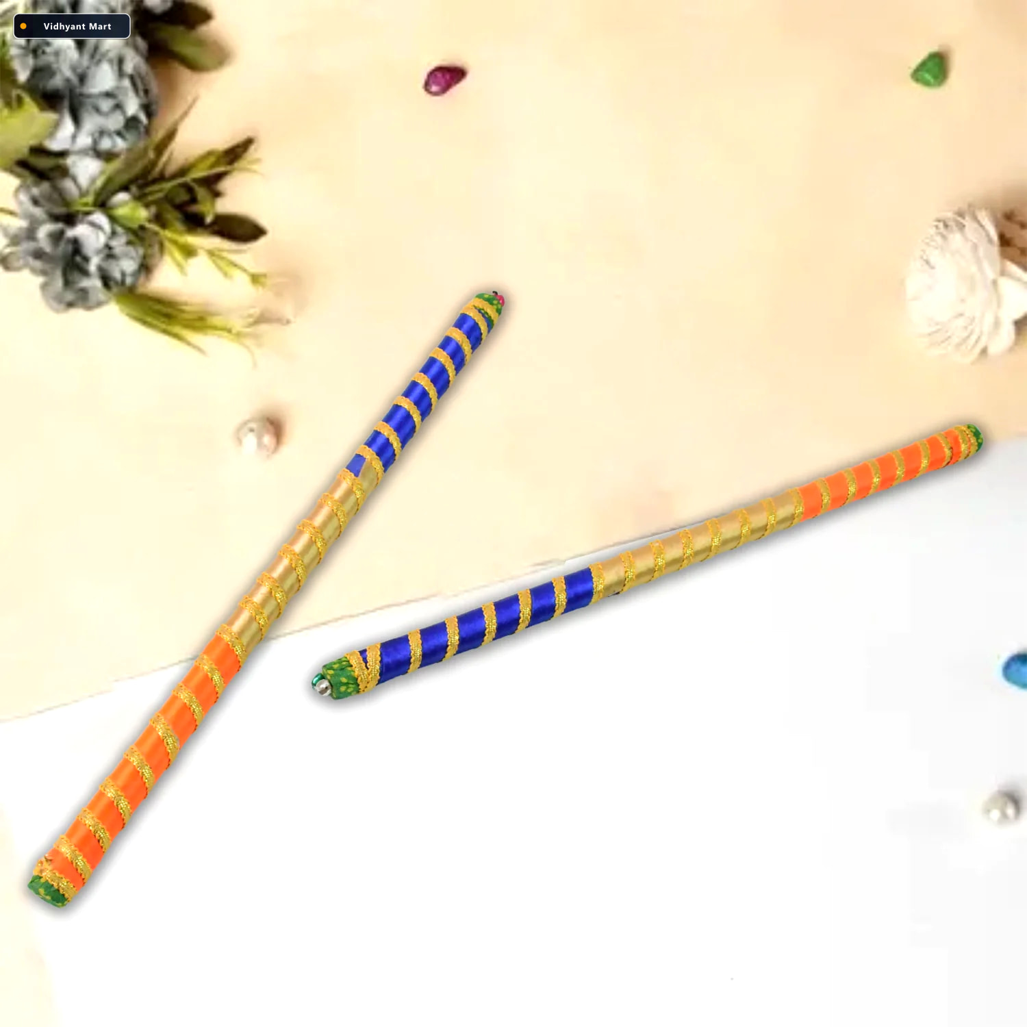 Vidhyant Mart Decorative Dandiya Sticks Colorful Pair For Navrat 4