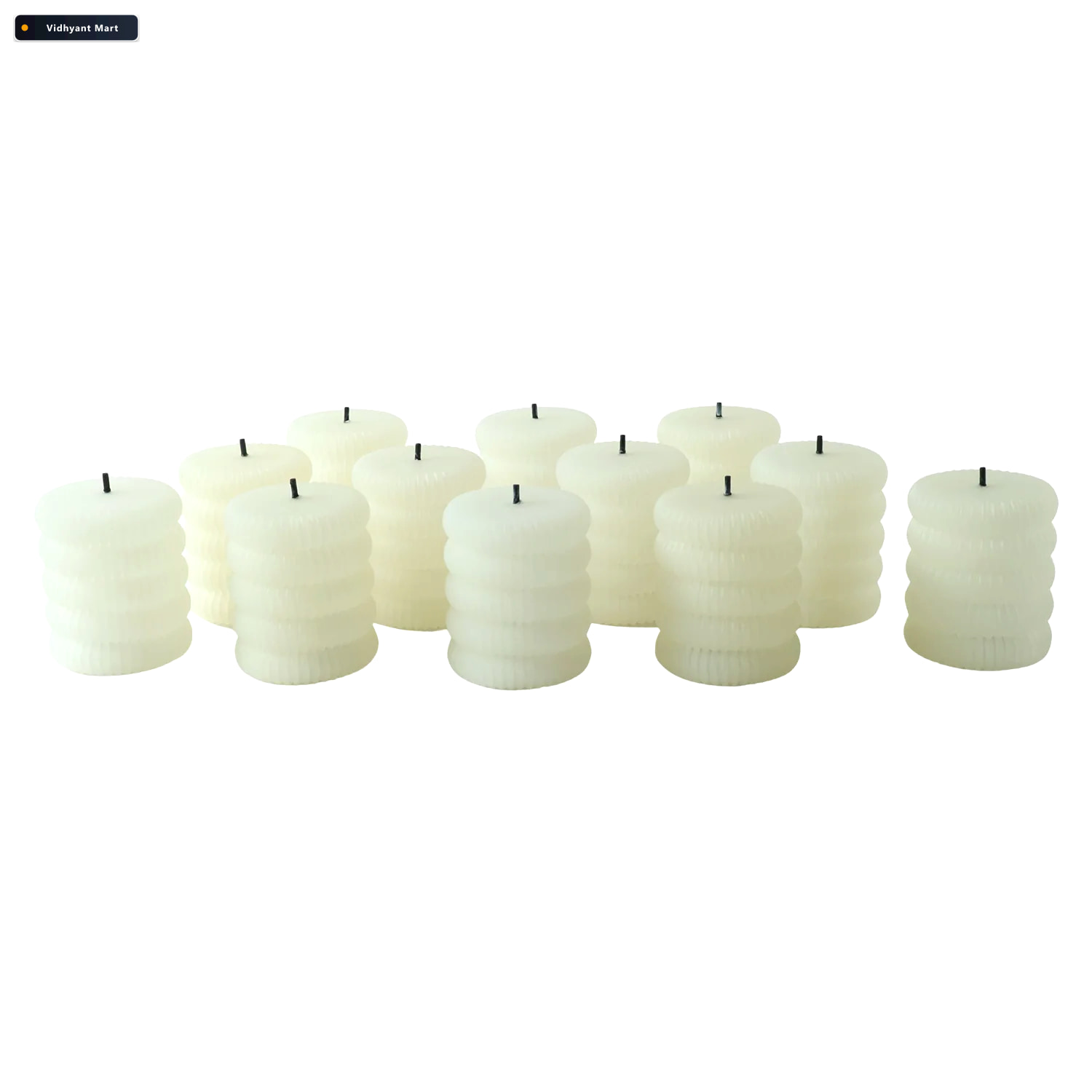 Vidhyant Mart Decorative Flameless Led Candle Set Ribbed Pillar 4