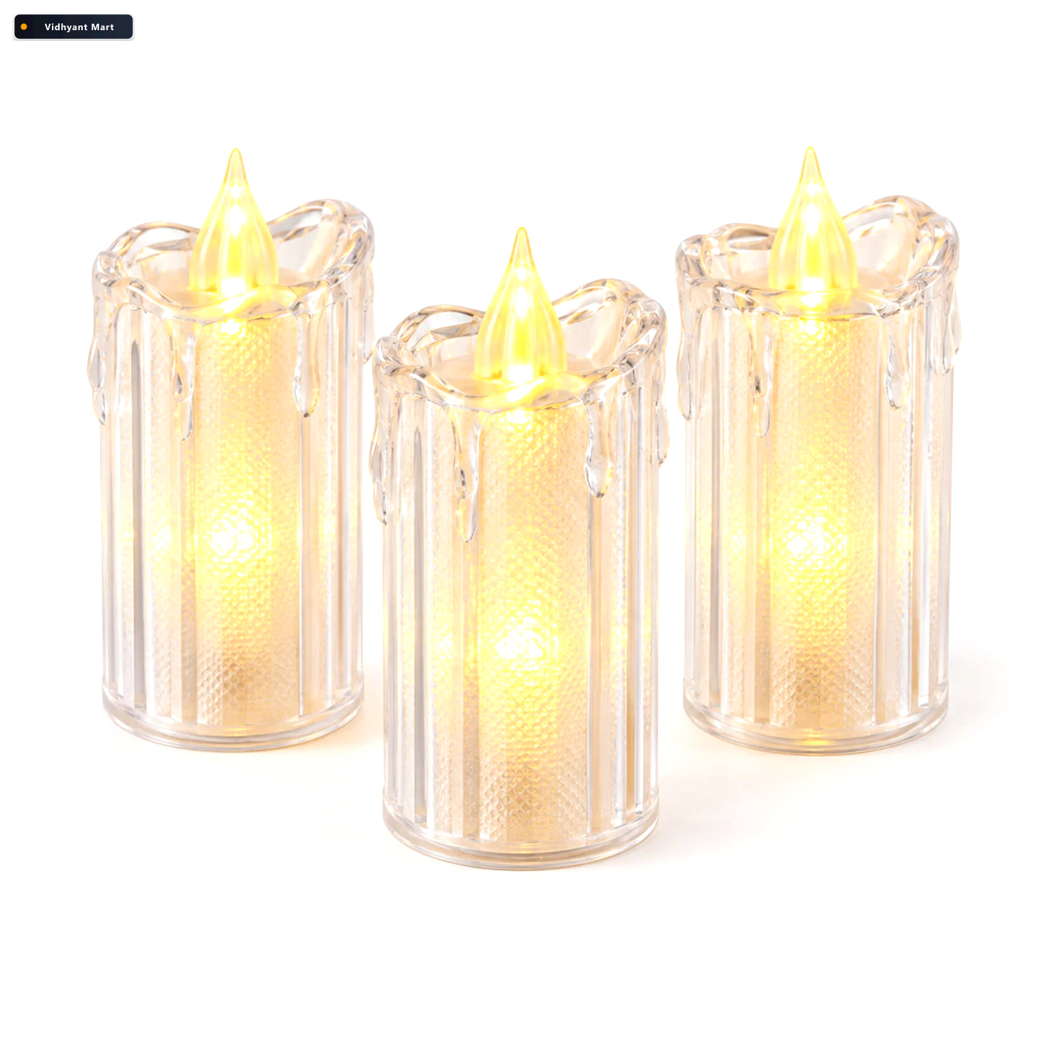 Vidhyant Mart Decorative Flameless Led Candles With Warm Glow Fo 4