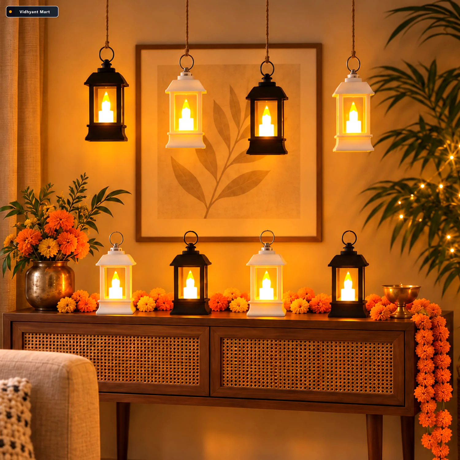 Vidhyant Mart Decorative Flameless Led Mini Lantern Candles For 1