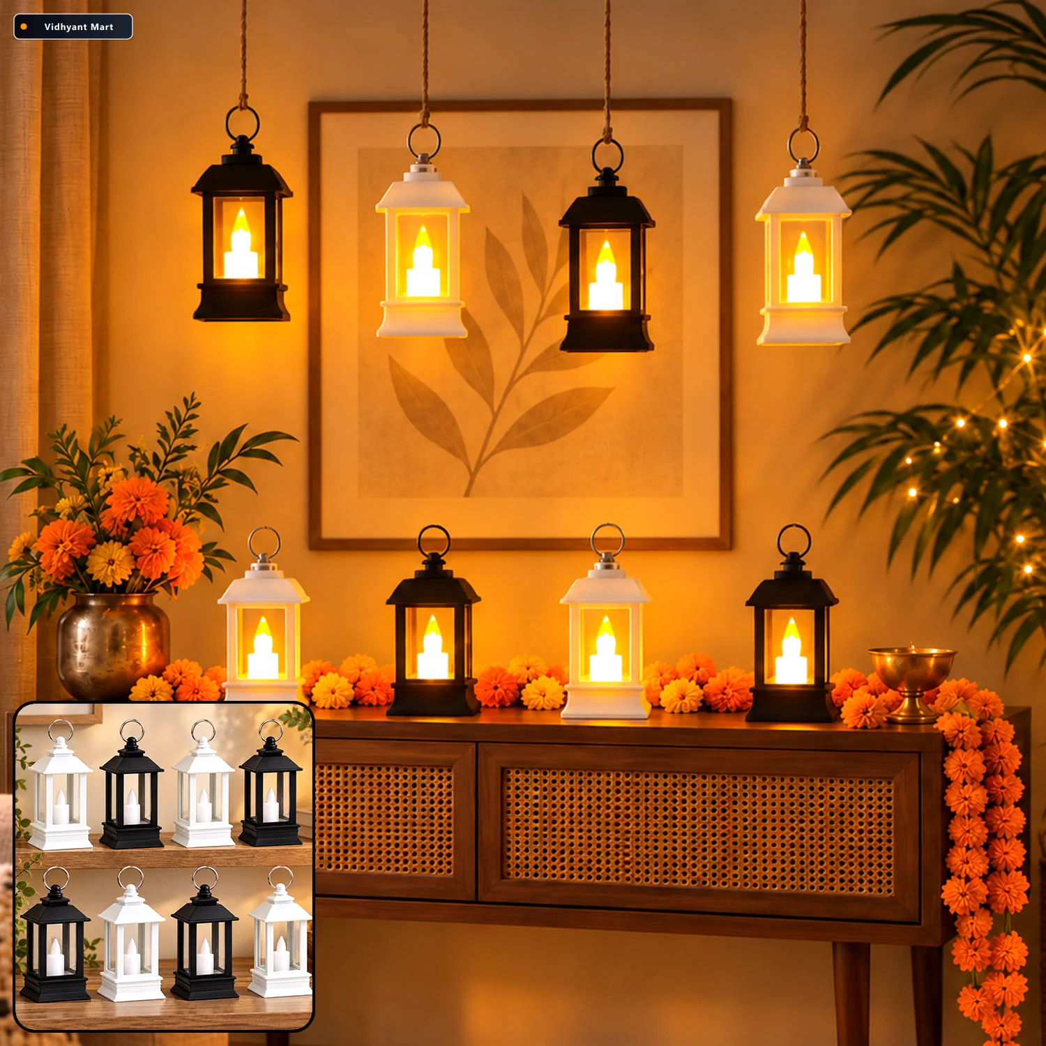 Vidhyant Mart Decorative Flameless Led Mini Lantern Candles For 2