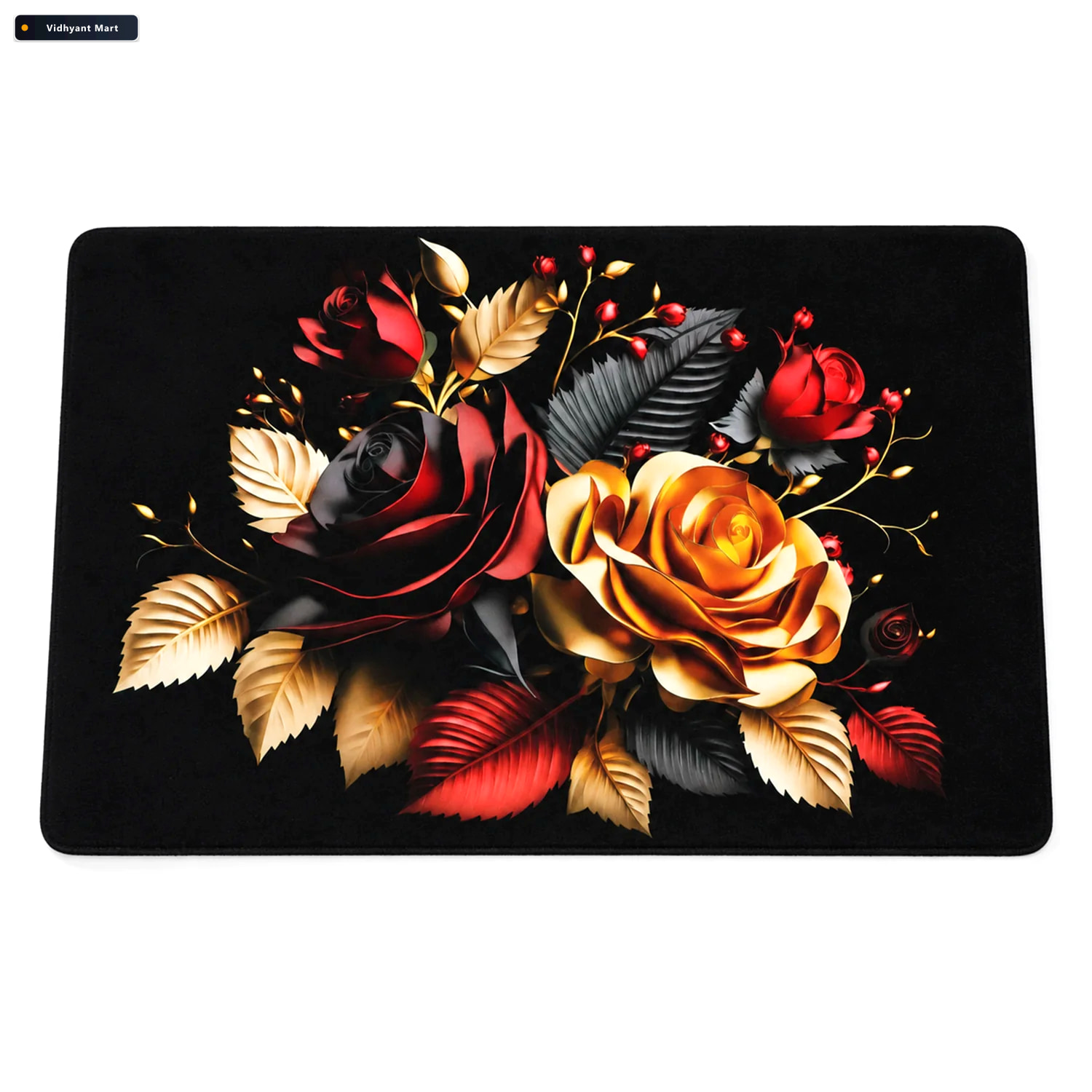 Vidhyant Mart Decorative Floral Rose Print Bathroom Floor Mat Mi 4