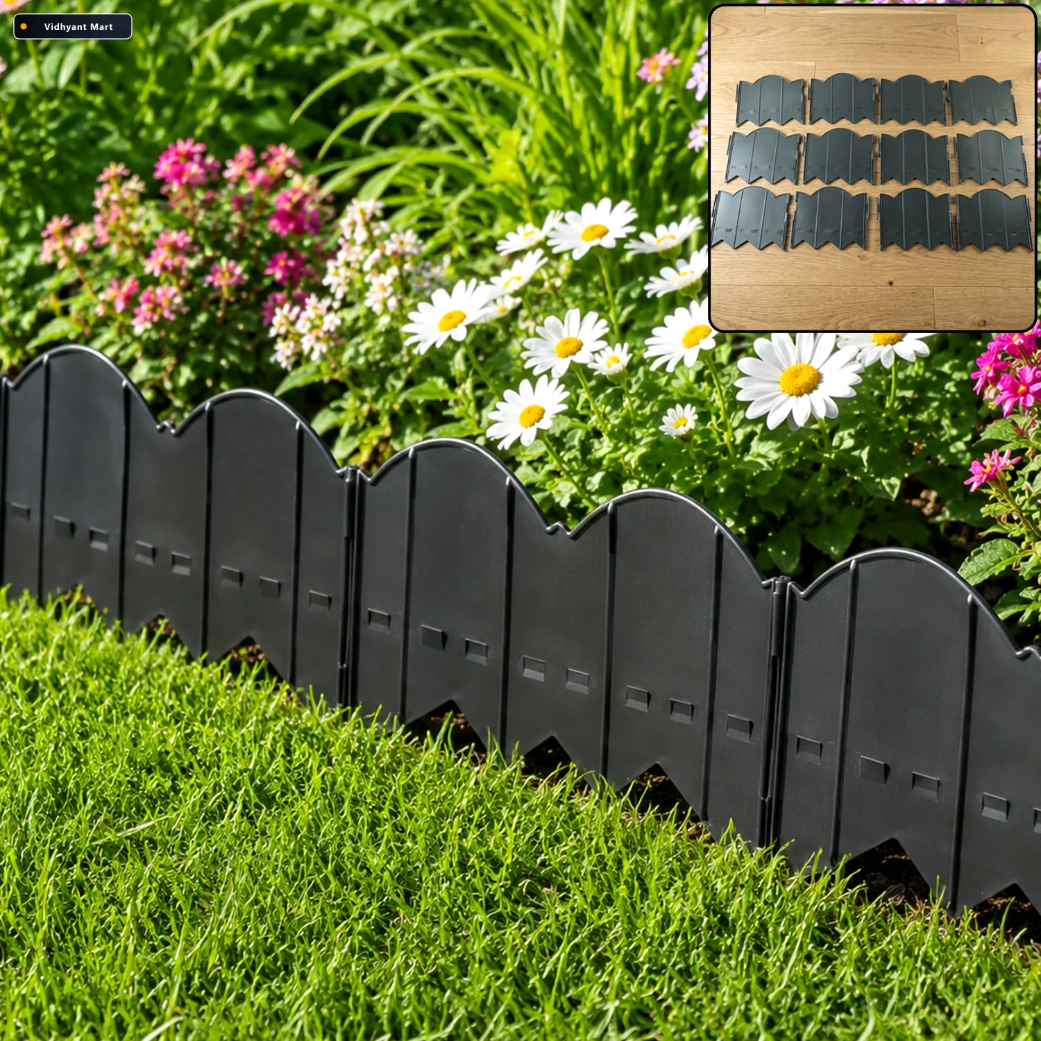 Vidhyant Mart Decorative Plastic Garden Lawn Edging Border Set F 1