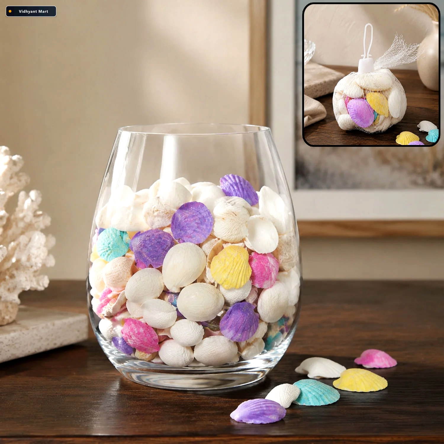 Vidhyant Mart Decorative Seashells Set Natural Vase Fillers For 1