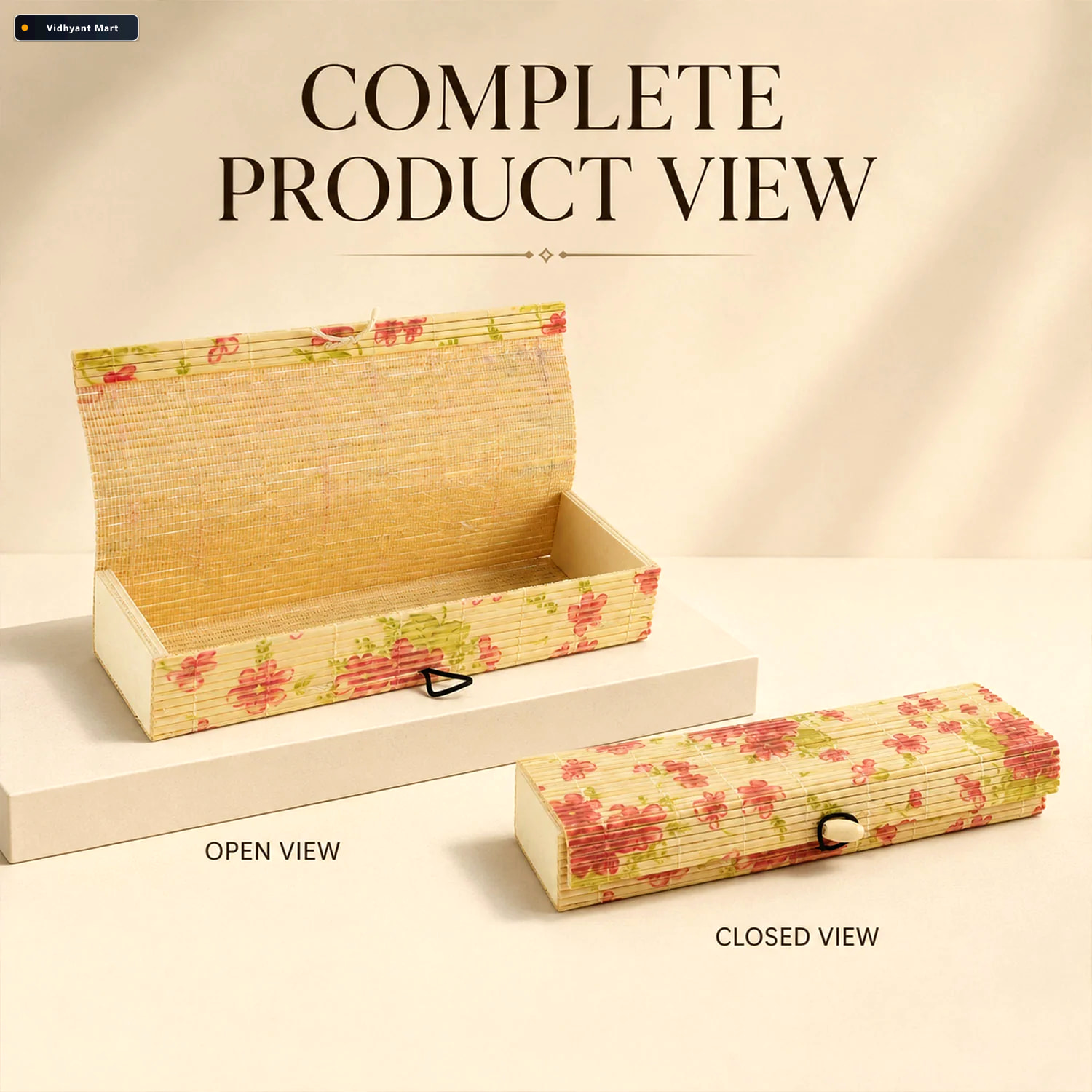 Vidhyant Mart Decorative Wooden Floral Empty Storage Box With Ro 1