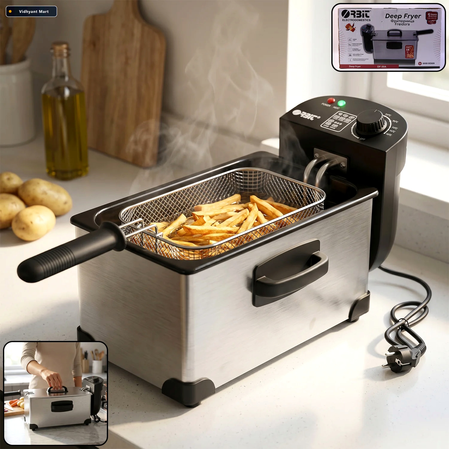 Vidhyant Mart Deep Fryer 2000w Durable 3l Stainless Steel Electr 1