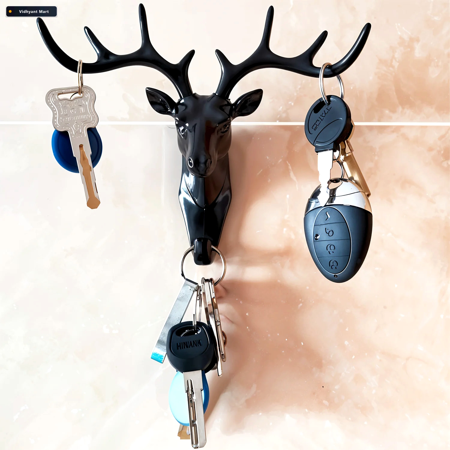 Vidhyant Mart Deer Head Wall Hook Self Adhesive Decorative Style 2