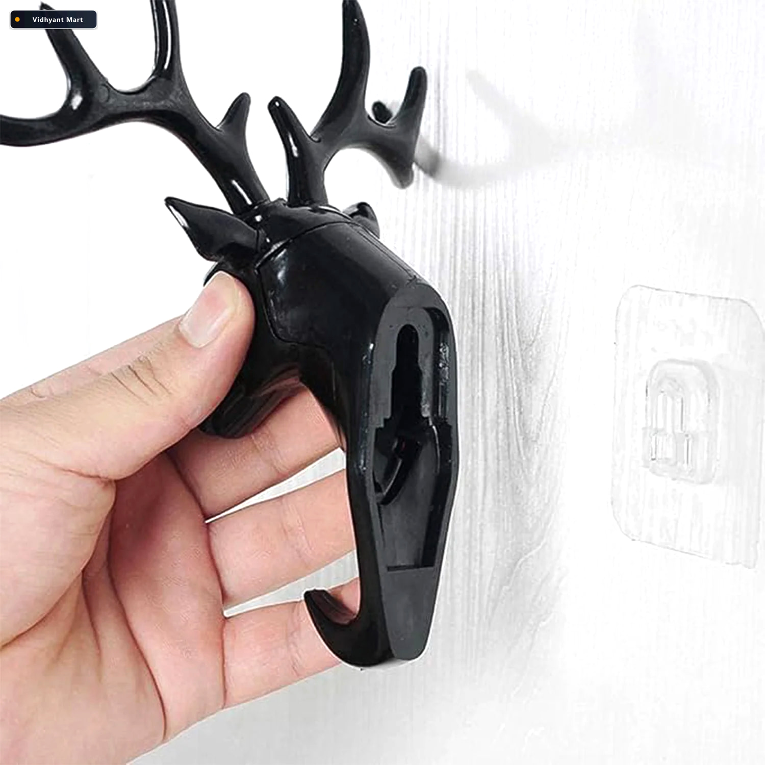 Vidhyant Mart Deer Head Wall Hook Self Adhesive Decorative Style 4