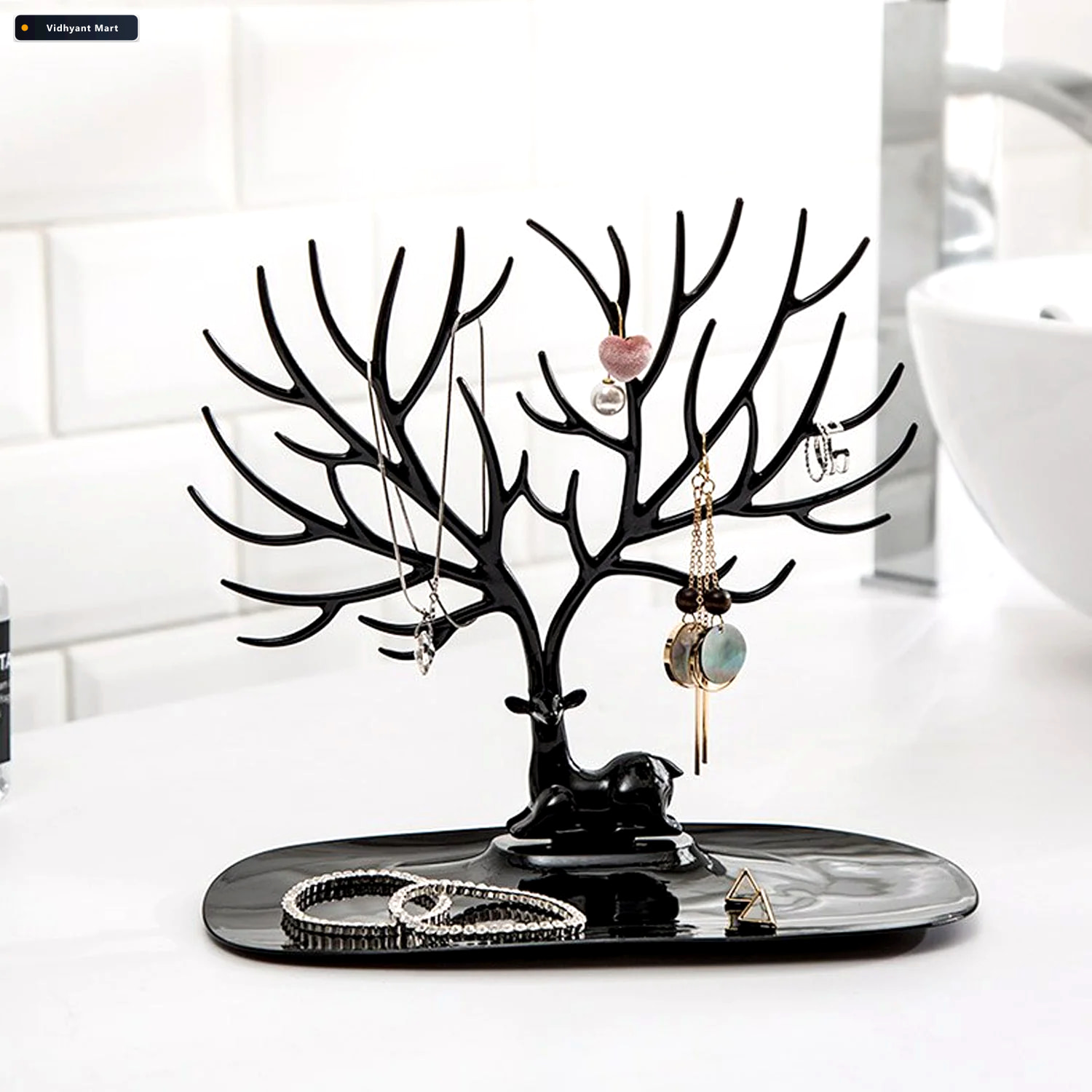 Vidhyant Mart Deer Shaped Jewellery Holder Elegant Antler Tree O 2