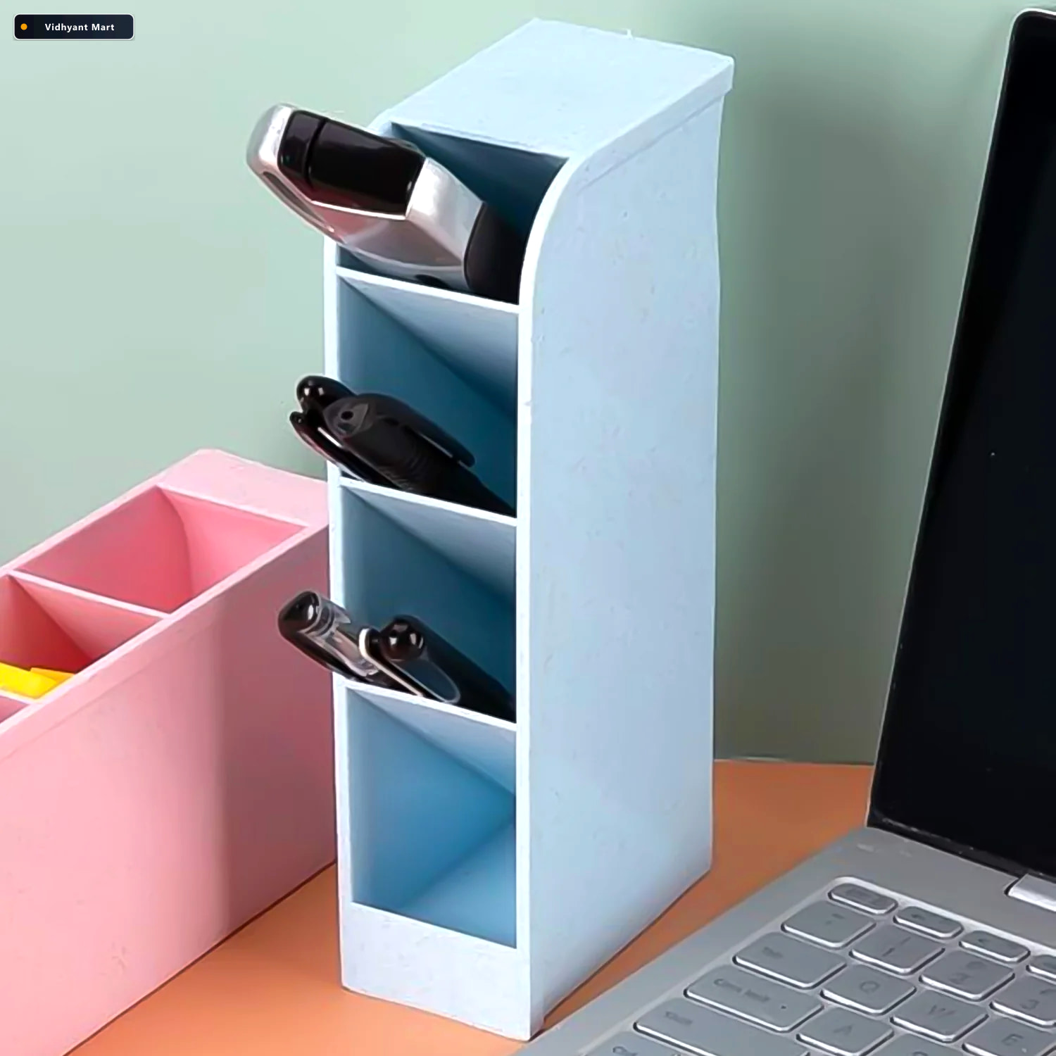 Vidhyant Mart Desktop Pen Holder 4 Comp Stationery Organiser For 1
