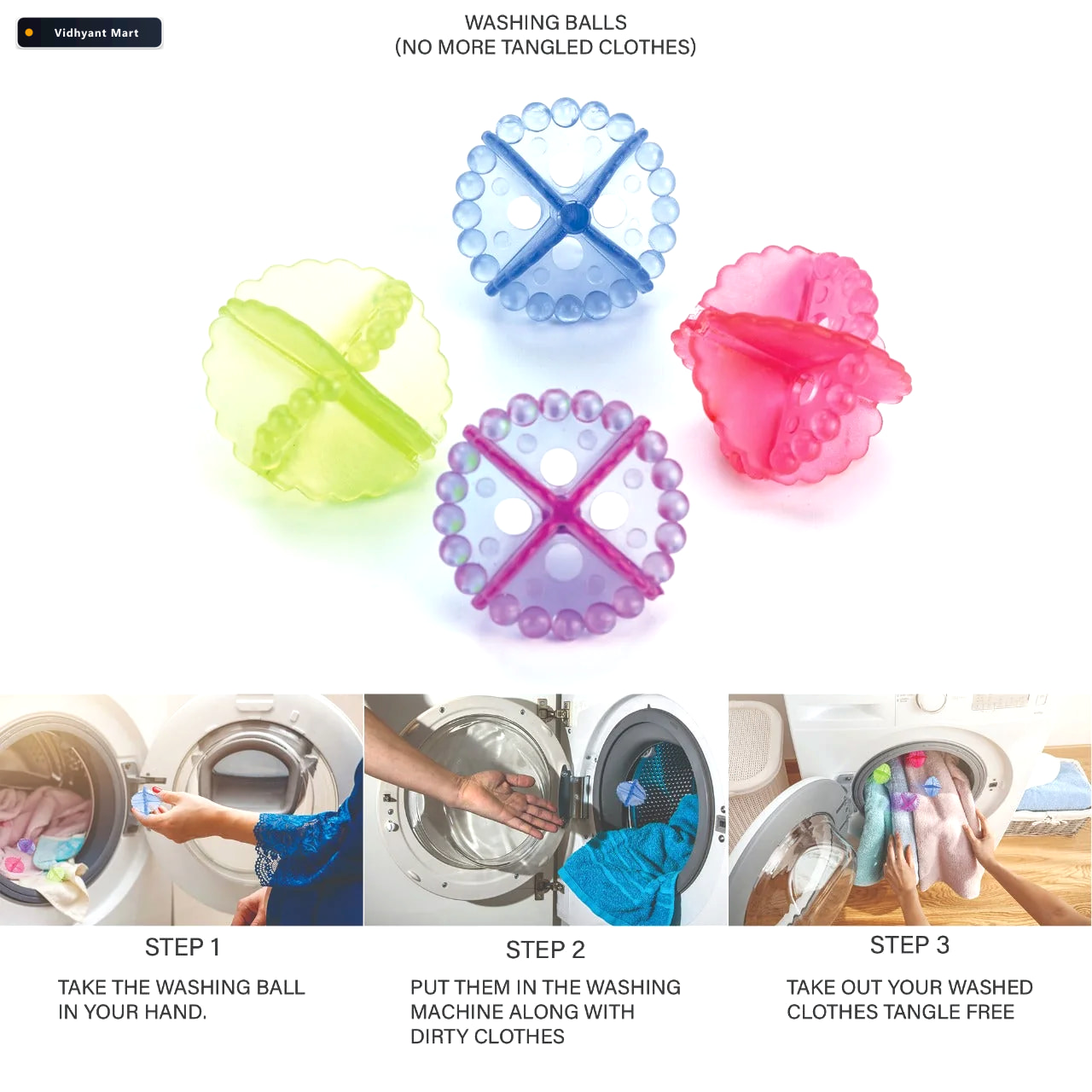 Vidhyant Mart Detergent Free Laundry Balls 4 Pcs For Eco Friendl 3