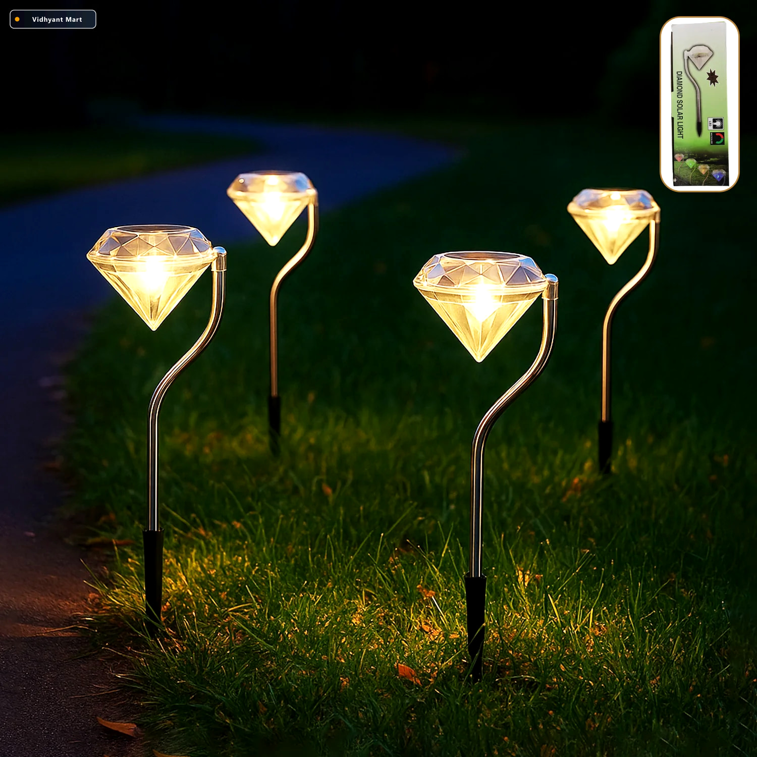 Vidhyant Mart Diamond Solar Garden Lights Elegant Waterproof Led 1