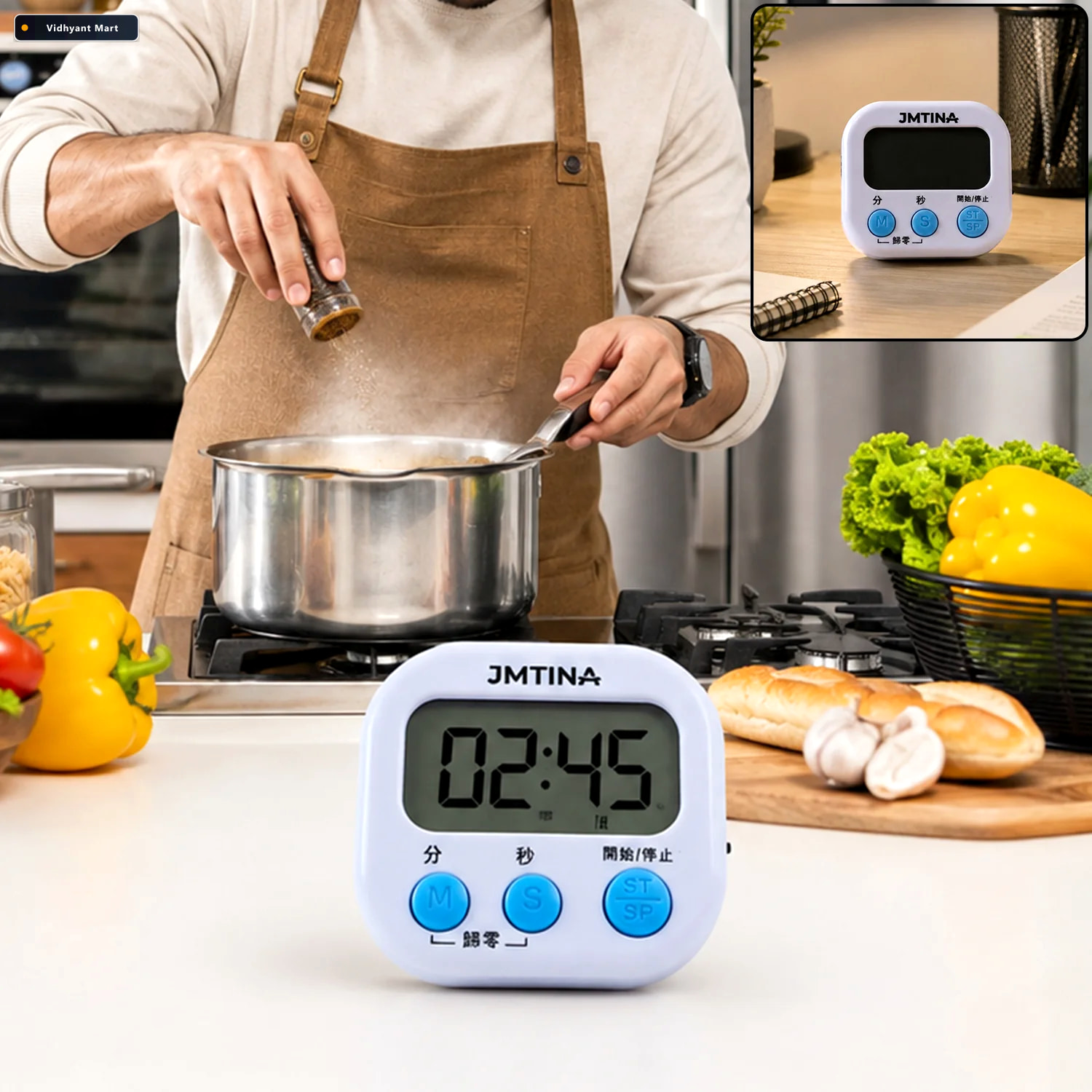 Vidhyant Mart Digital Kitchen Timer With Large Lcd Screen Loud A 1