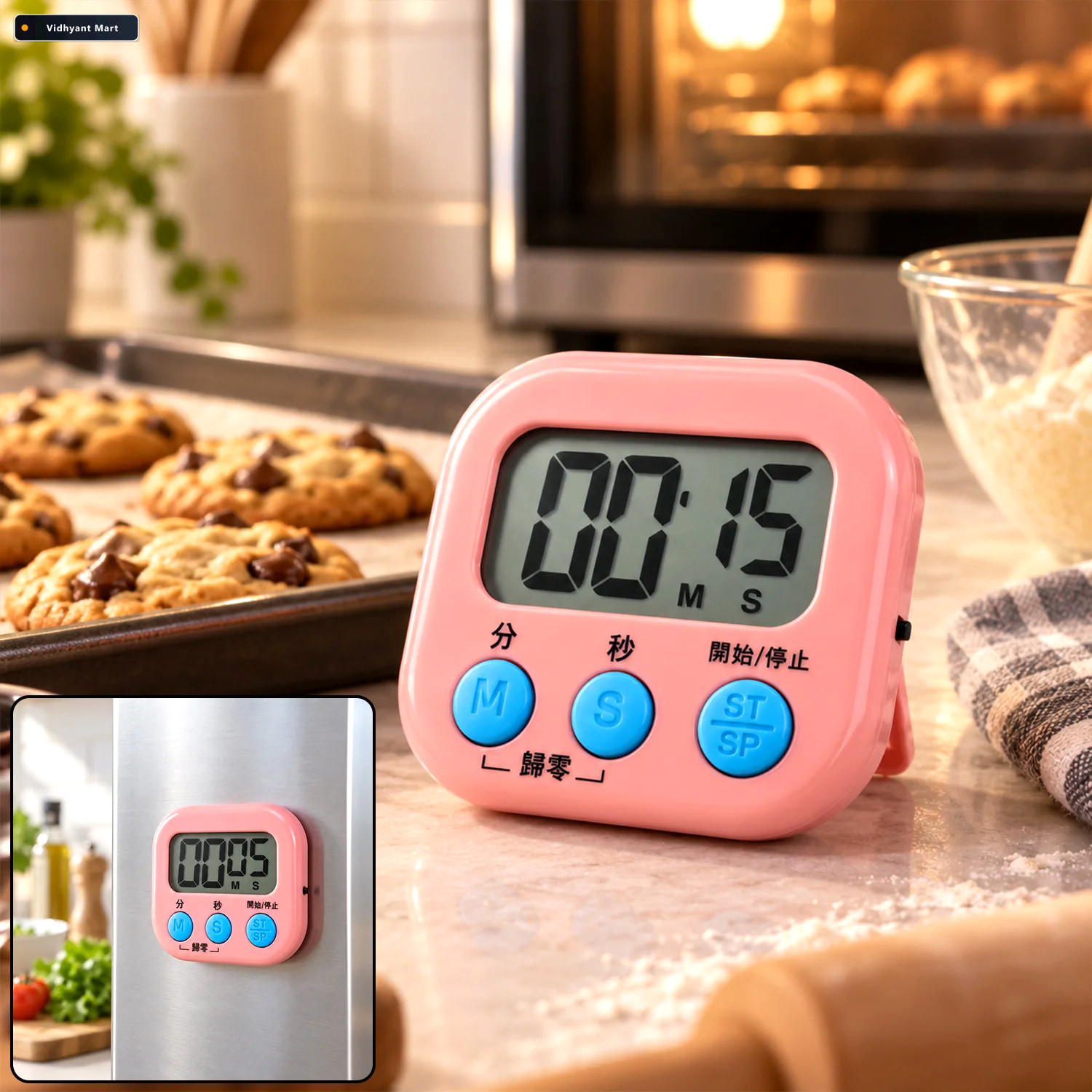 Vidhyant Mart Digital Kitchen Timer With Lcd Display Magnetic Ba 1