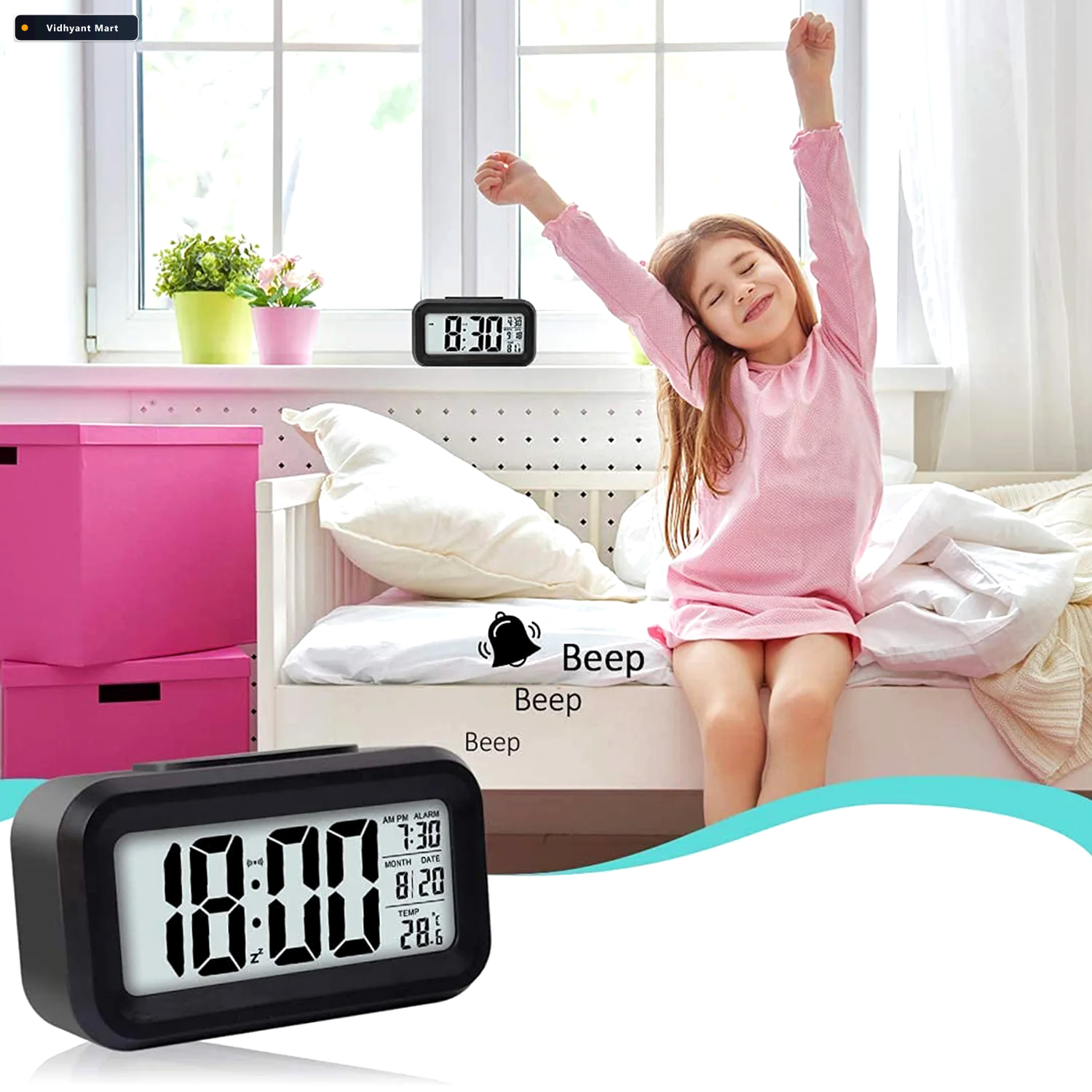 Vidhyant Mart Digital Led Alarm Clock With Temperature Display F 3