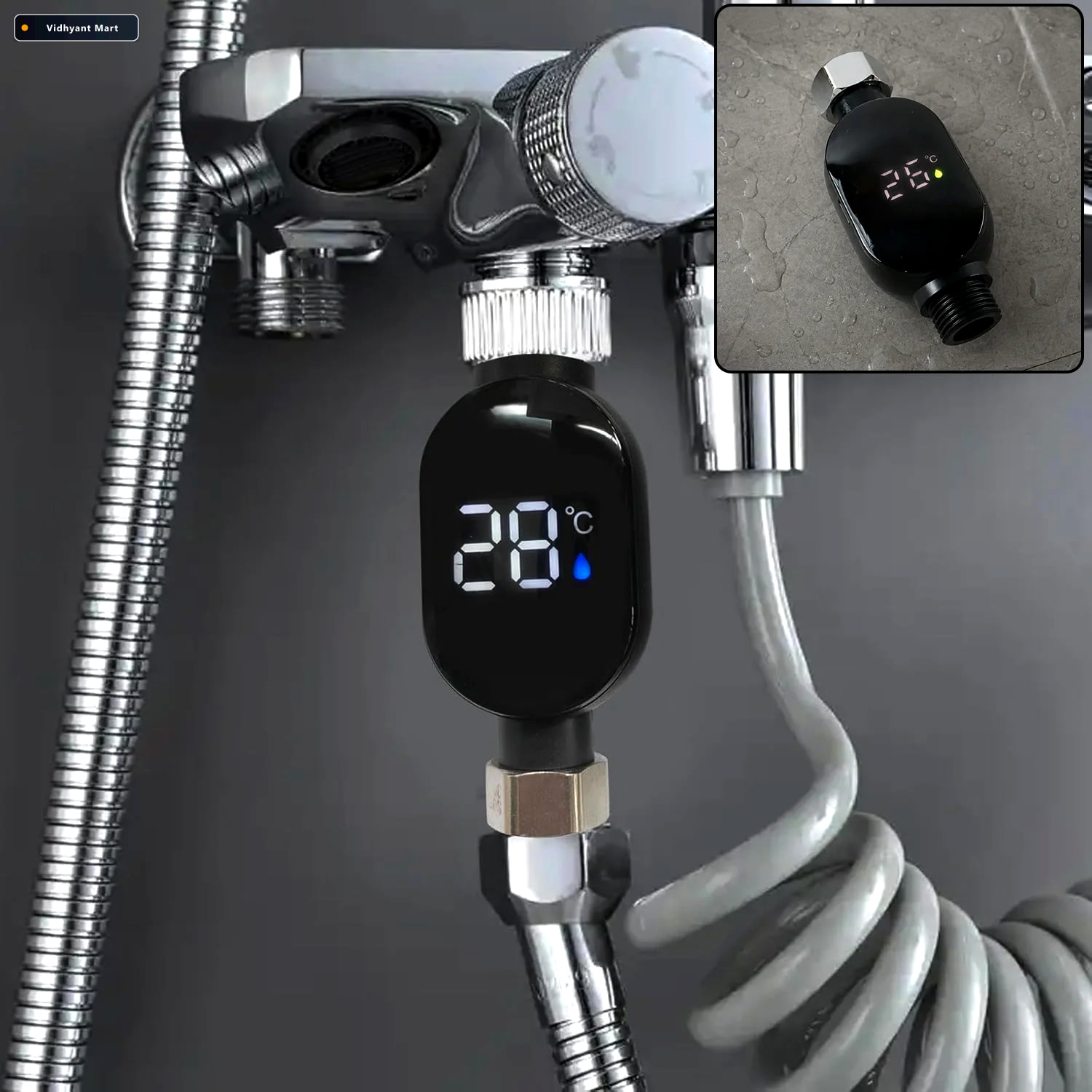 Vidhyant Mart Digital Shower Thermometer With Led Temperature Di 1