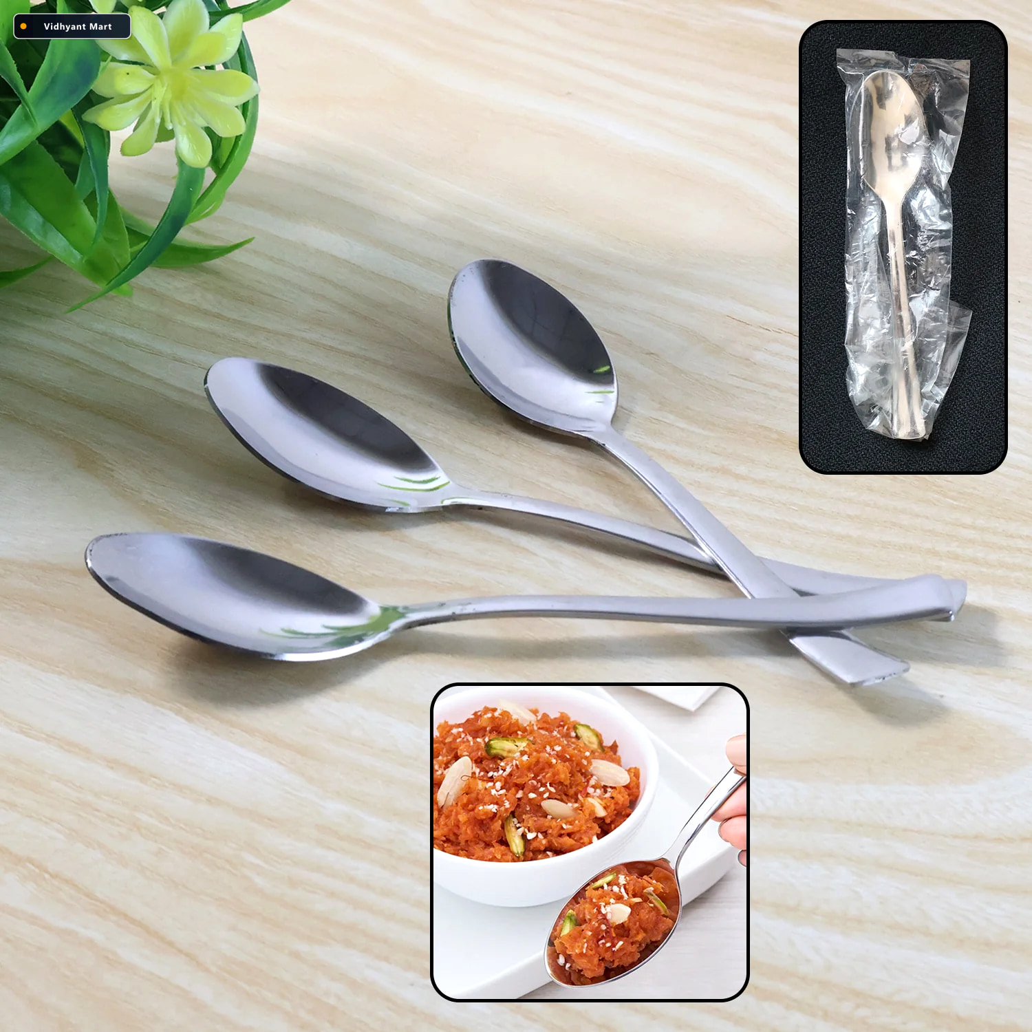 Vidhyant Mart Dining Spoons 3 Pc Set Rust Resistant Comfortable 1