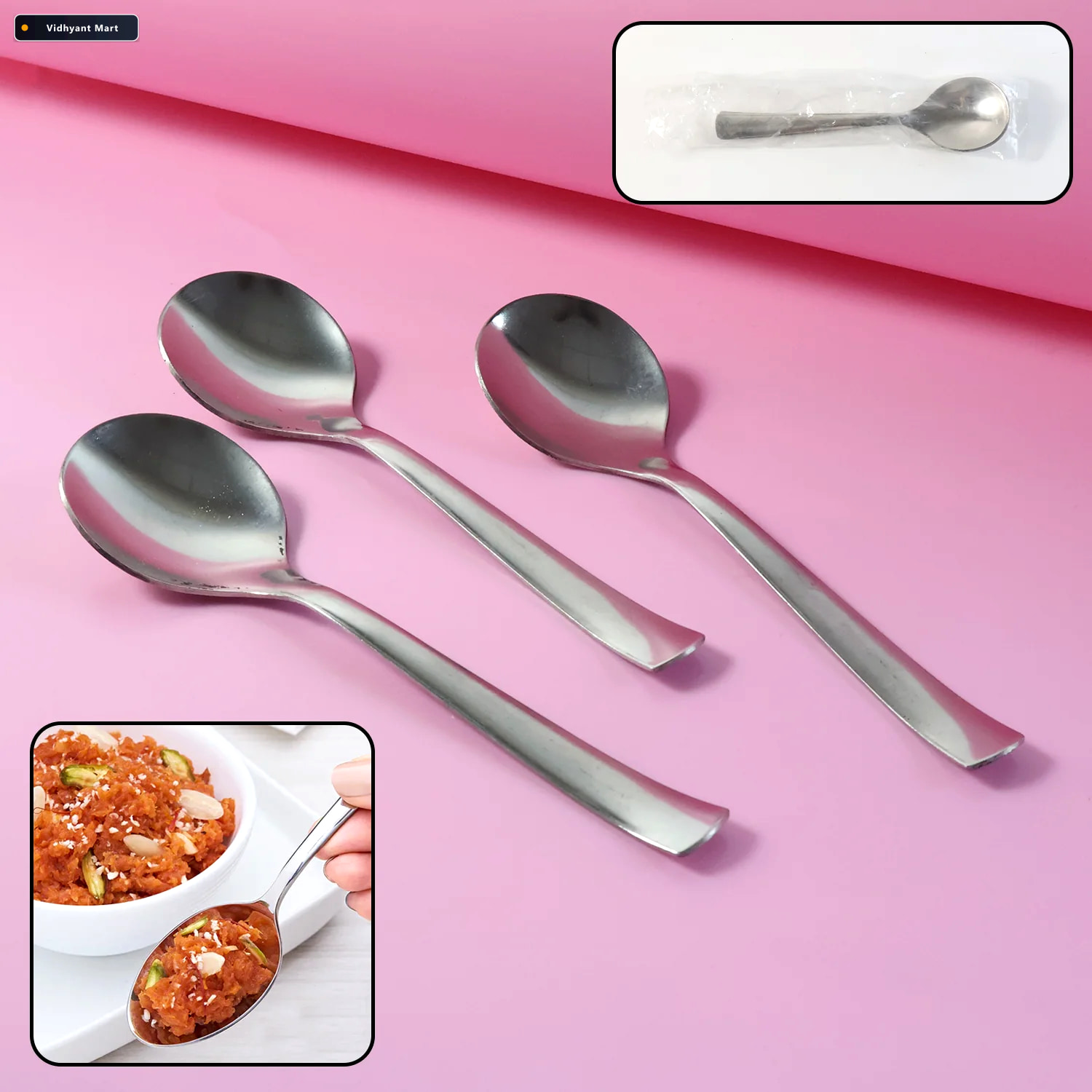Vidhyant Mart Dining Spoons Set Of 3 Rust Resistant Easy To Clea 2