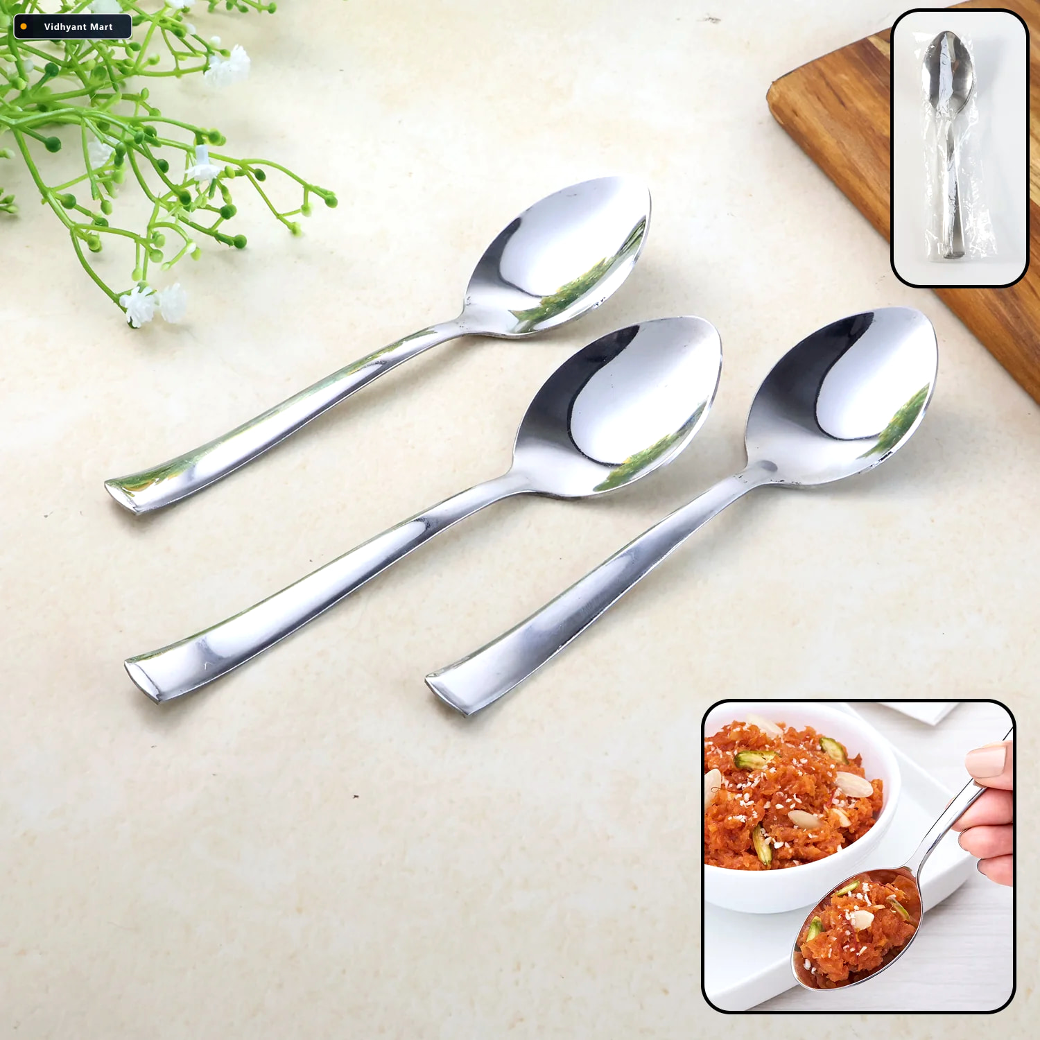 Vidhyant Mart Dining Spoons Set Of 3 Rust Resistant With Comfort 2