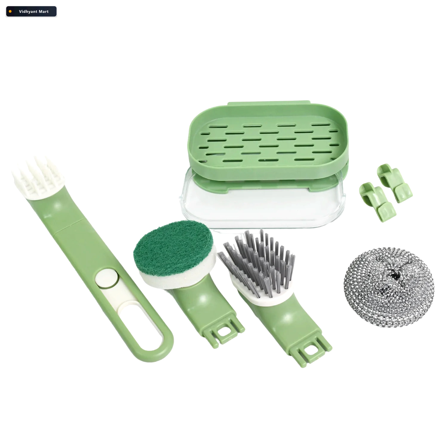 Vidhyant Mart Dish Brush Set 9 Piece Kitchen Cleaning Kit Velvet 4