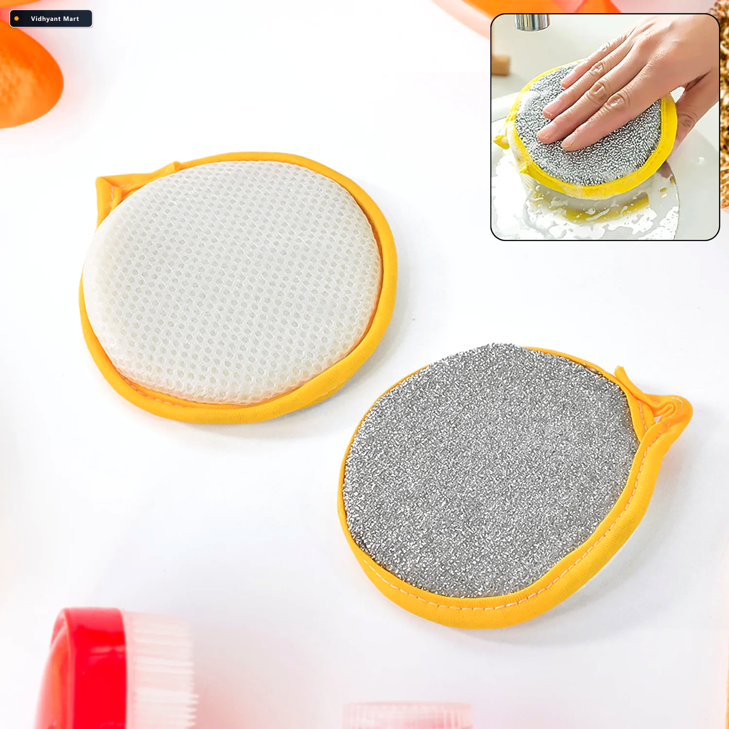 Vidhyant Mart Dishwashing Sponge Brush Double Sided Durable Clea 1