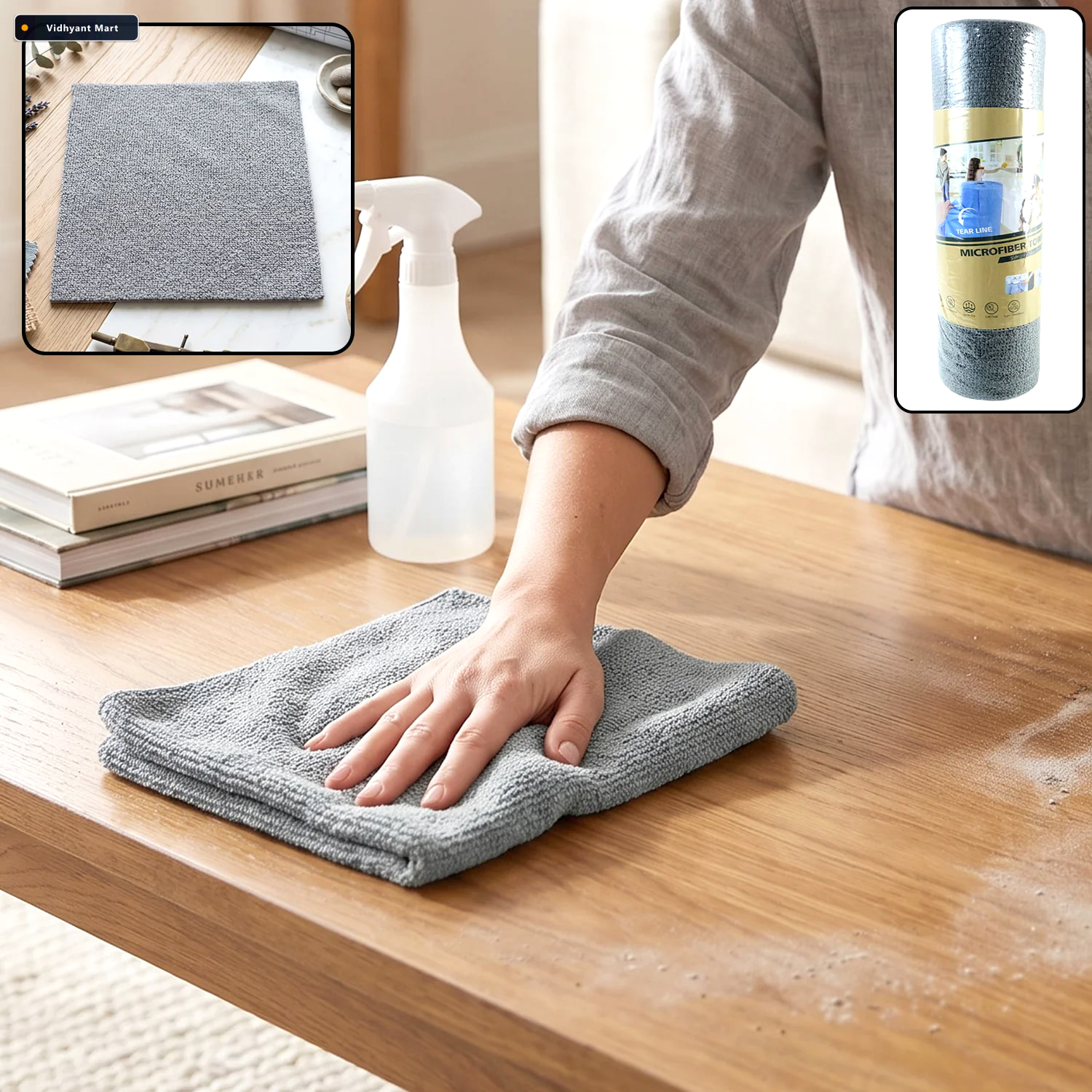 Vidhyant Mart Disposable Cleaning Cloth Roll Reusable Microfiber 1