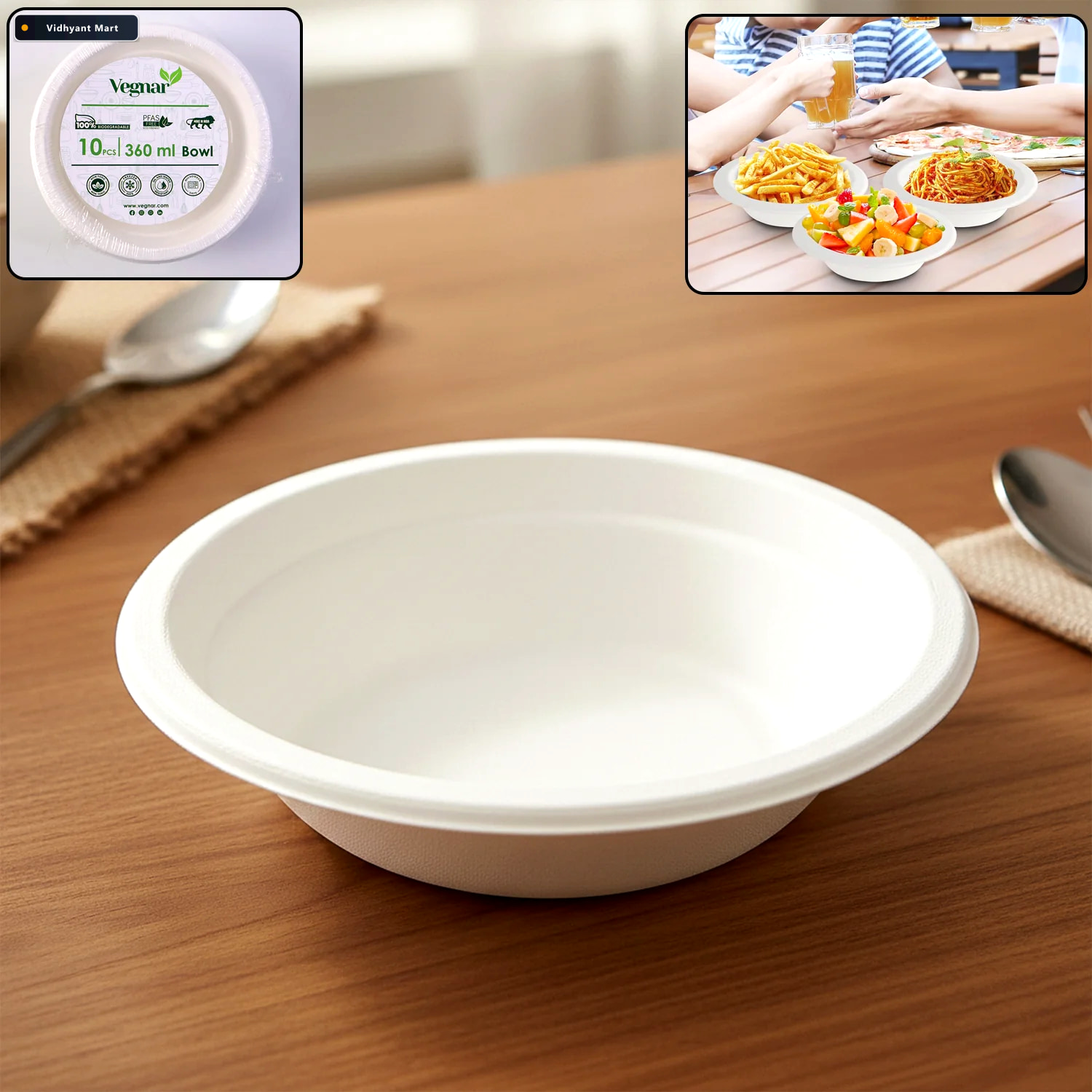Vidhyant Mart Disposable Food Serving Bowl Set 360ml Capacity 10 1