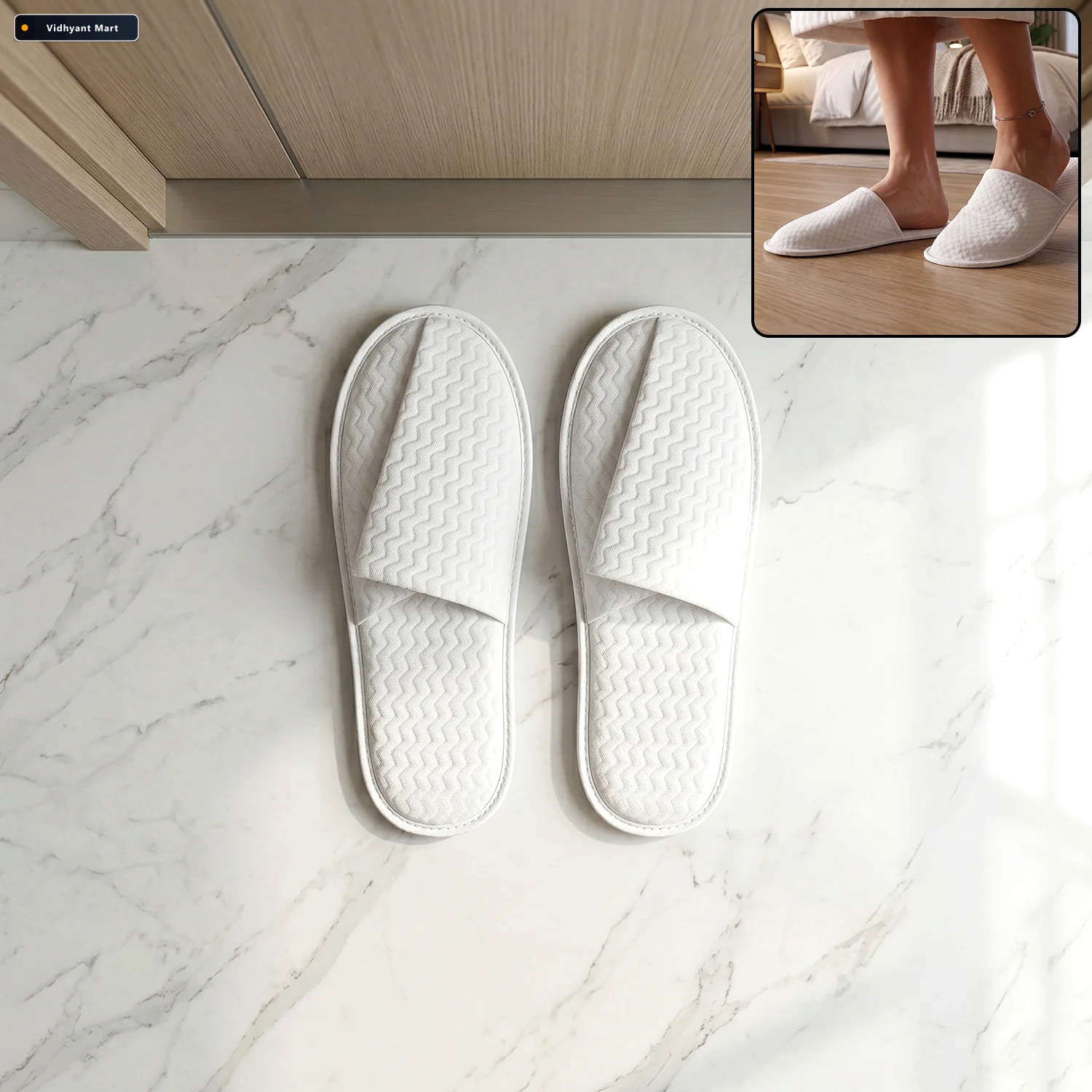 Vidhyant Mart Disposable Hotel Slippers Hygienic Single Use Gues 2