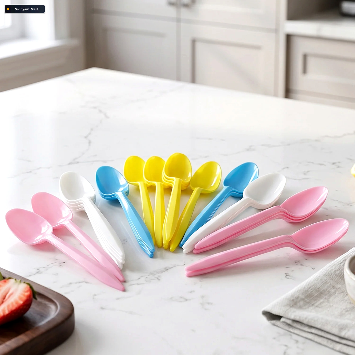 Vidhyant Mart Disposable Multicolor Plastic Spoon Set For Party 2