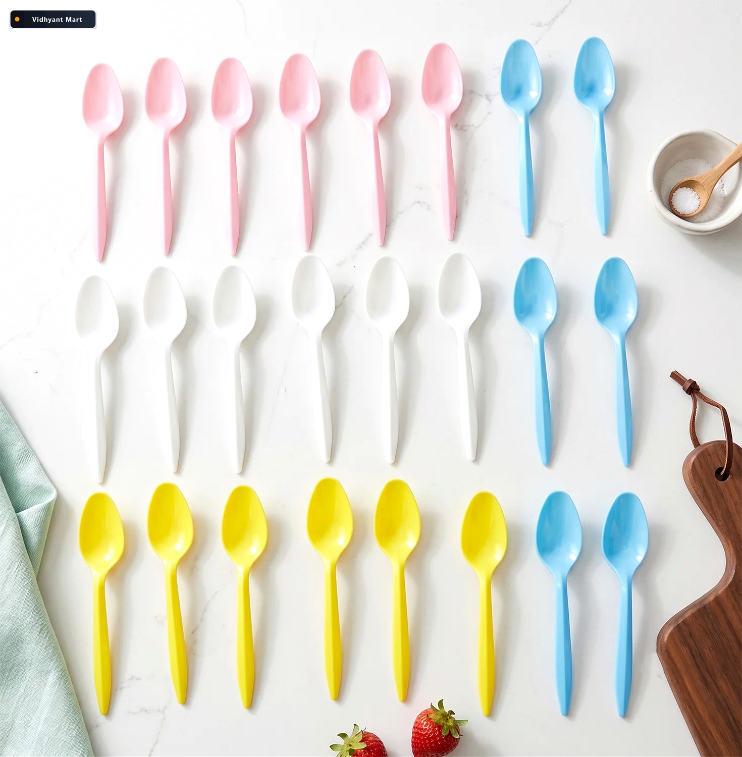 Vidhyant Mart Disposable Multicolor Plastic Spoon Set For Party 3