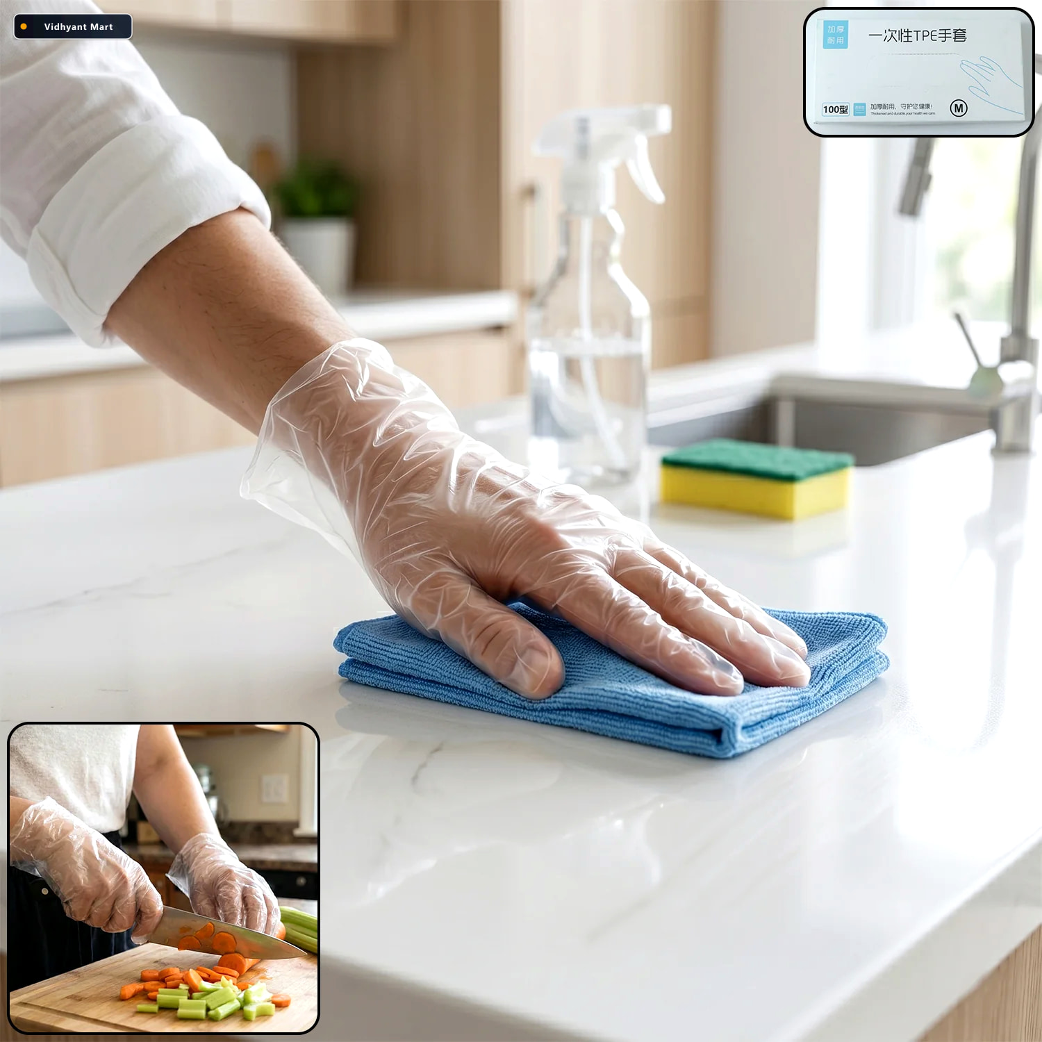 Vidhyant Mart Disposable Plastic Gloves Hygienic Comfortable For 2