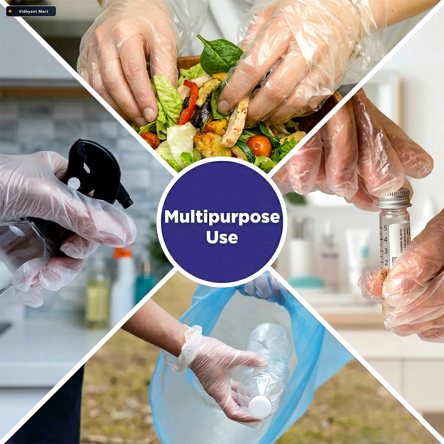 Vidhyant Mart Disposable Plastic Gloves Hygienic Food Cleaning P 4