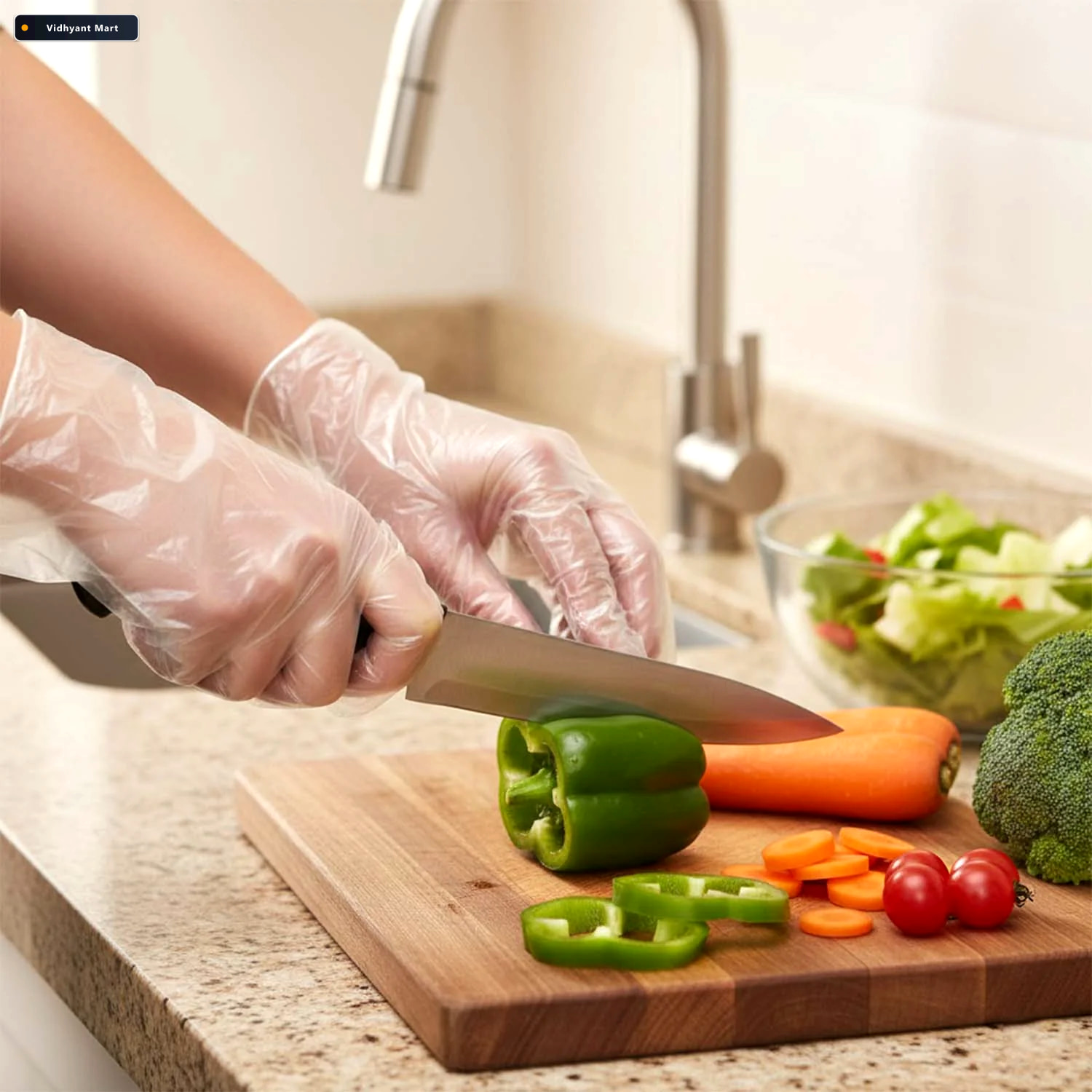 Vidhyant Mart Disposable Plastic Gloves Hygienic Practical For H 2