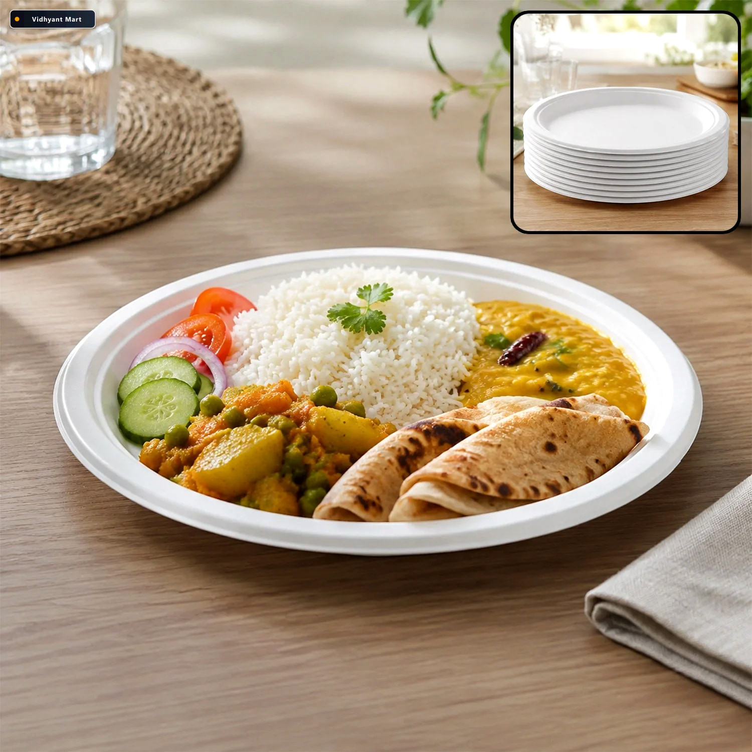 Vidhyant Mart Disposable Round Food Serving Plate 10 Pc Lightwei 1