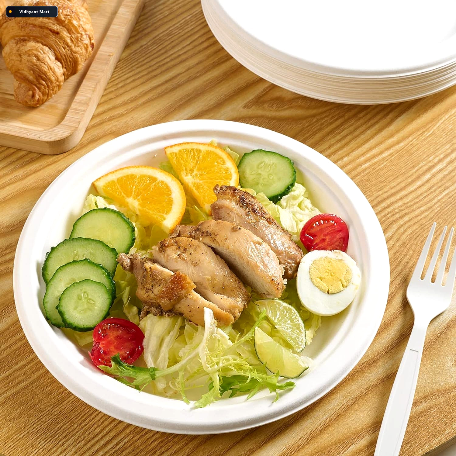 Vidhyant Mart Disposable Round Food Serving Plate 10 Pc Lightwei 2